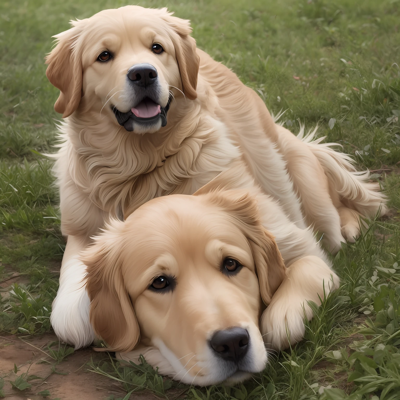 3 golden retriever adulto pelo longo e dourado --auto