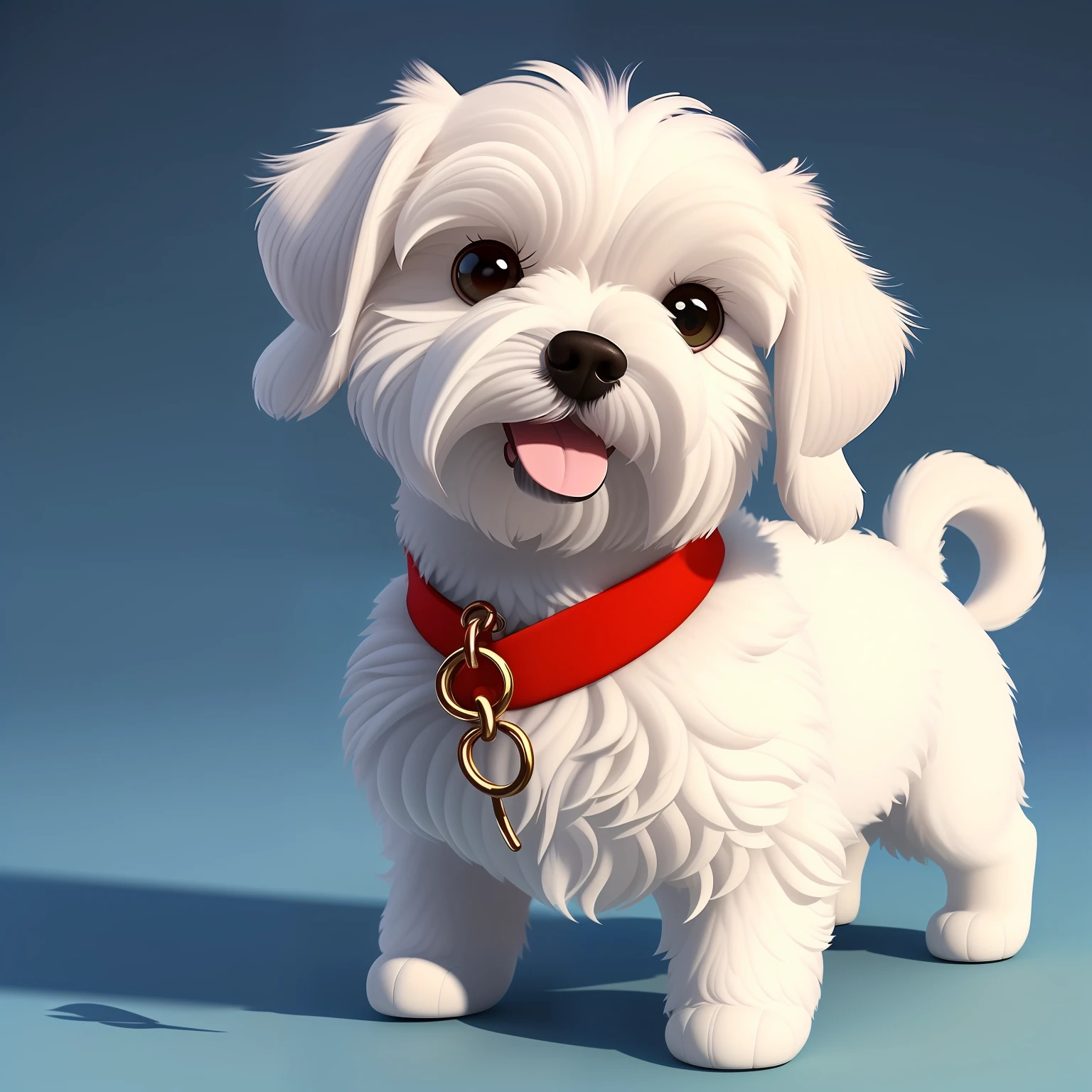small maltese dog, white, fluffy, pixar animation style, 8k resolution --auto