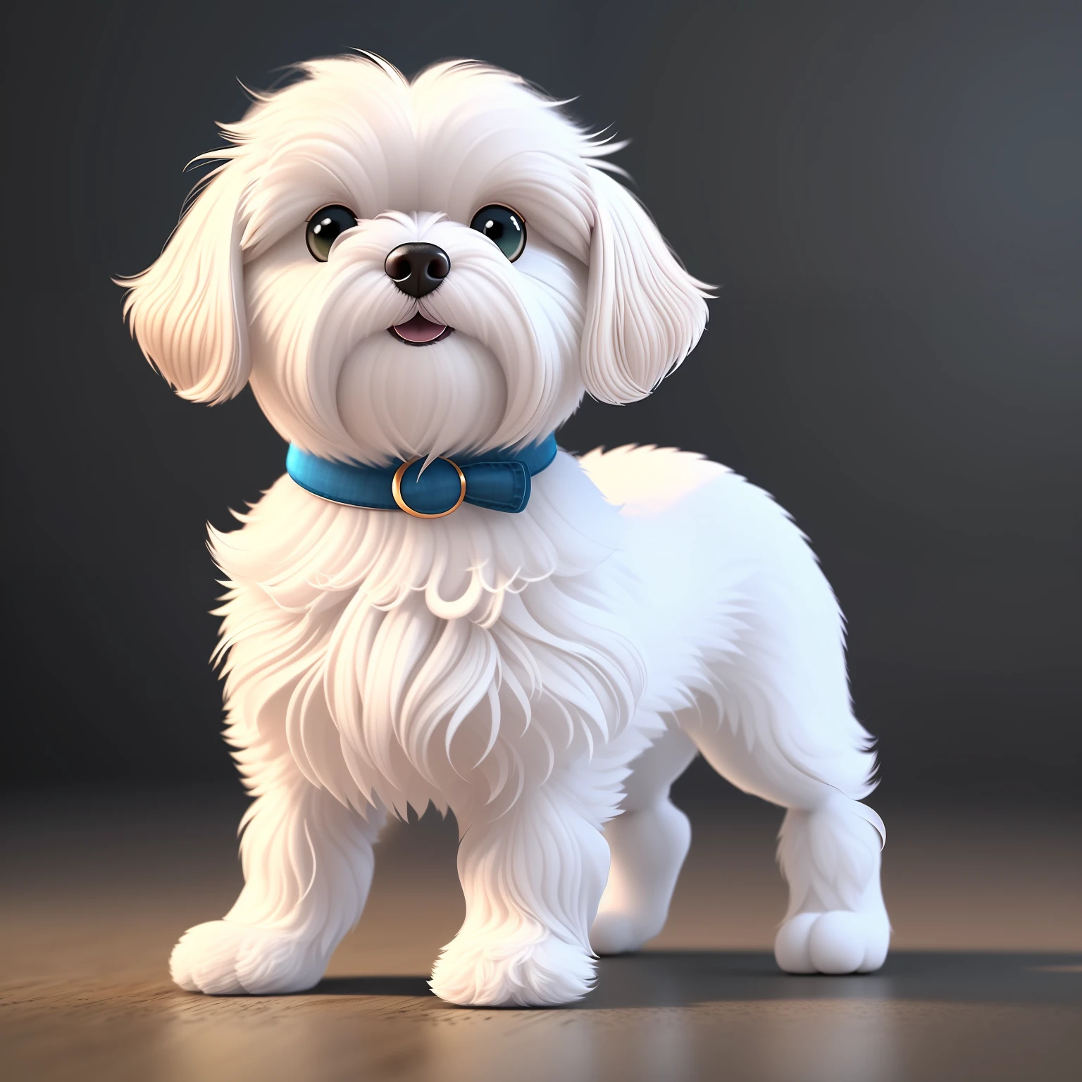 small maltese dog, white, fluffy, pixar animation style, 8k resolution --auto