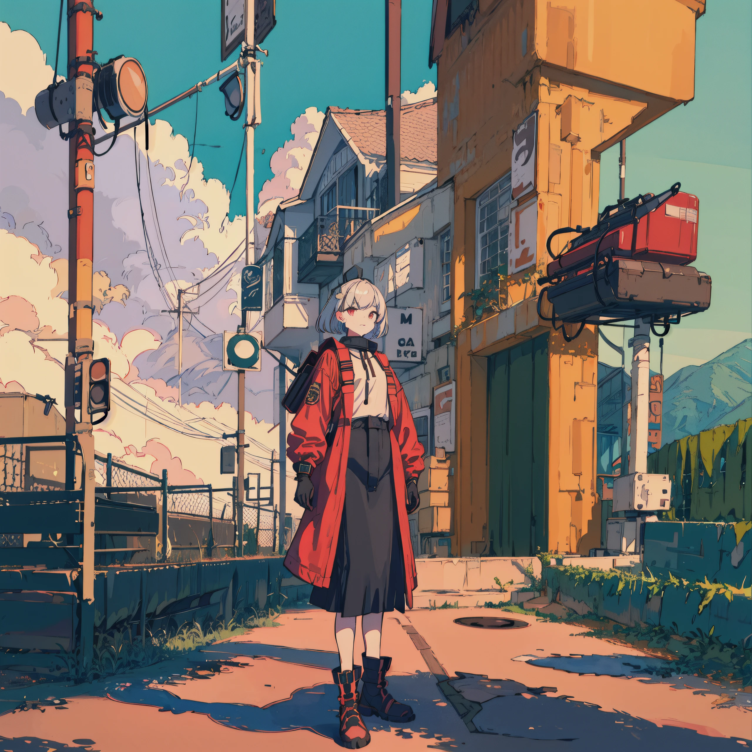 ((high quality)), ((masterpiece)), 8k, 2girls, bulletproof vest, light rays, extremely detailed CG unity 8k wallpaper, game cg, looking at viewer, gloves, boots, full body, watch, computer, mask, drone, holding weapon, headphones, jacket, bag, backpack,