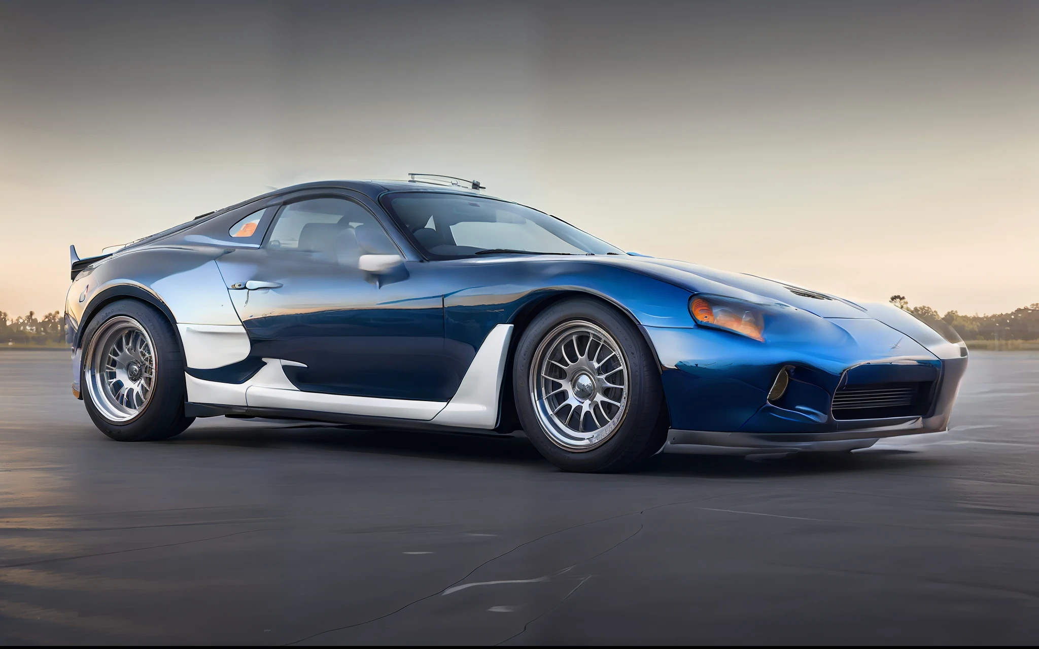 Um close up de um carro esportivo azul em um fundo branco, aerodynamic imposing, Estilo de James Gurney, inspirado em Bernardo Cavallino, com linhas elegantes e um poderoso, daniel maidman octane rendering, inspirado em James Gurney, vehicle concept photo!!, Direction: Adrian Zingg, GT40, estilo miura kentaro, moonray render