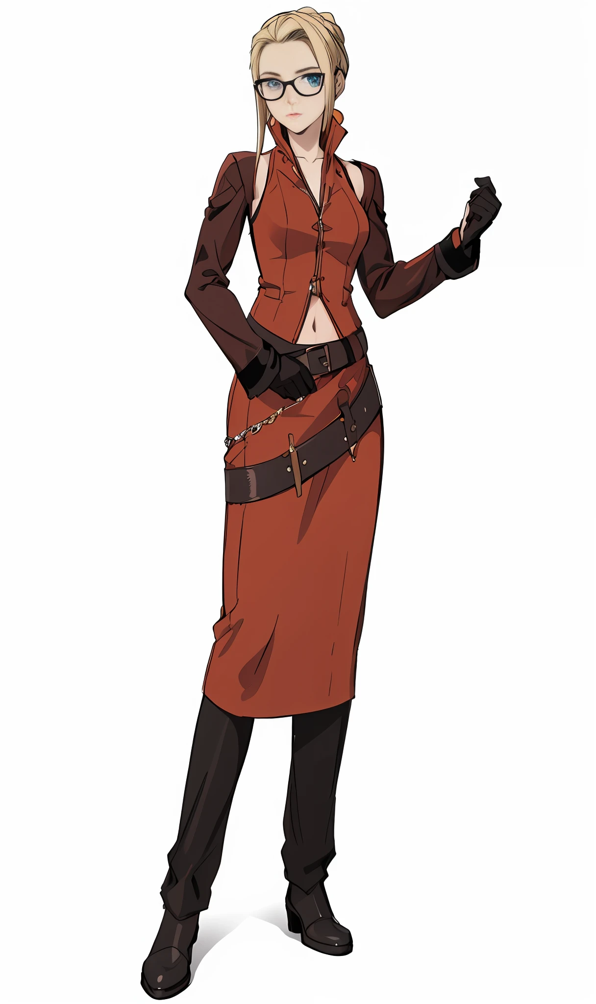 (Anime) . Quistis Trepe from FF8, blue eyes, Anime - style image of a woman with glasses and tie, golden glasses frame, A close-up of a person in costume, female character, From Final Fantasy VIII, Belle Quistis Trepe, from FF8, Personnage de Final Fantasy, corps entier femelle, Glamorous portrait of Quistis, female protagonist ? :8, female lead character, female protagonist . (Masterpiece : 1,8), 64k quality, final fantasy artwork concept, detailed manga eyes, detailed hair, detailed clothes, detailed body, cleaner designs, detailed face pronounced, shiny objects like jewels, see creases on clothes, more coherent clothing, more rounded eyes transparent liquid globular, more colors, more coherent clothing , correct the features of the clothes, better eyes contour, better shoulders, really colorful, coarser line, black line, finishing . (coarser line) (black line) (homogeneous rendering: 1.3)