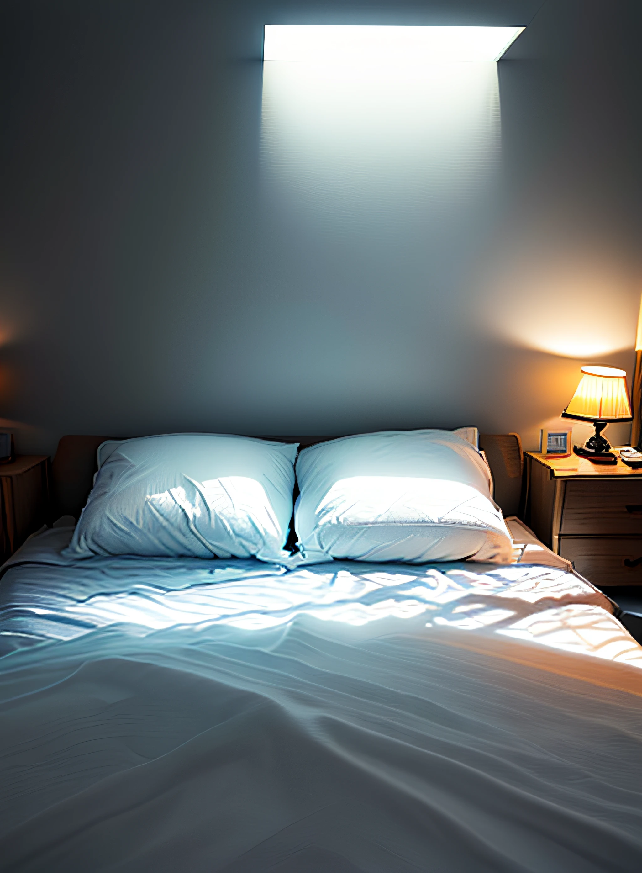 Beds, Light source from above, white walls