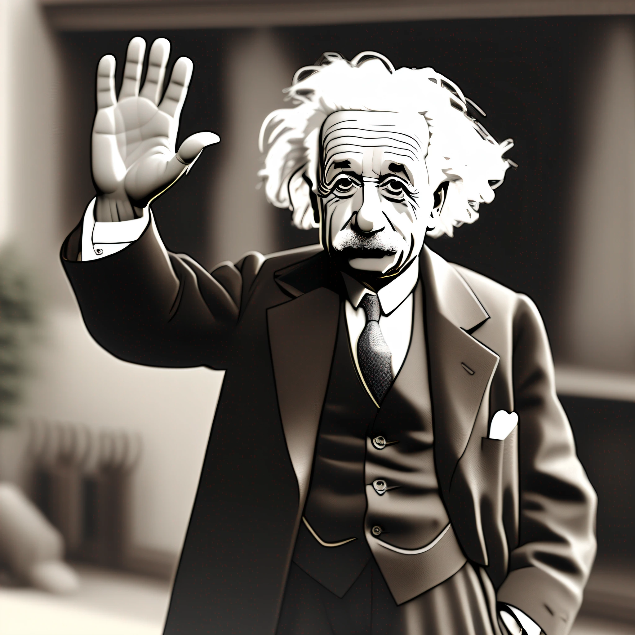 Einstein waving his hand