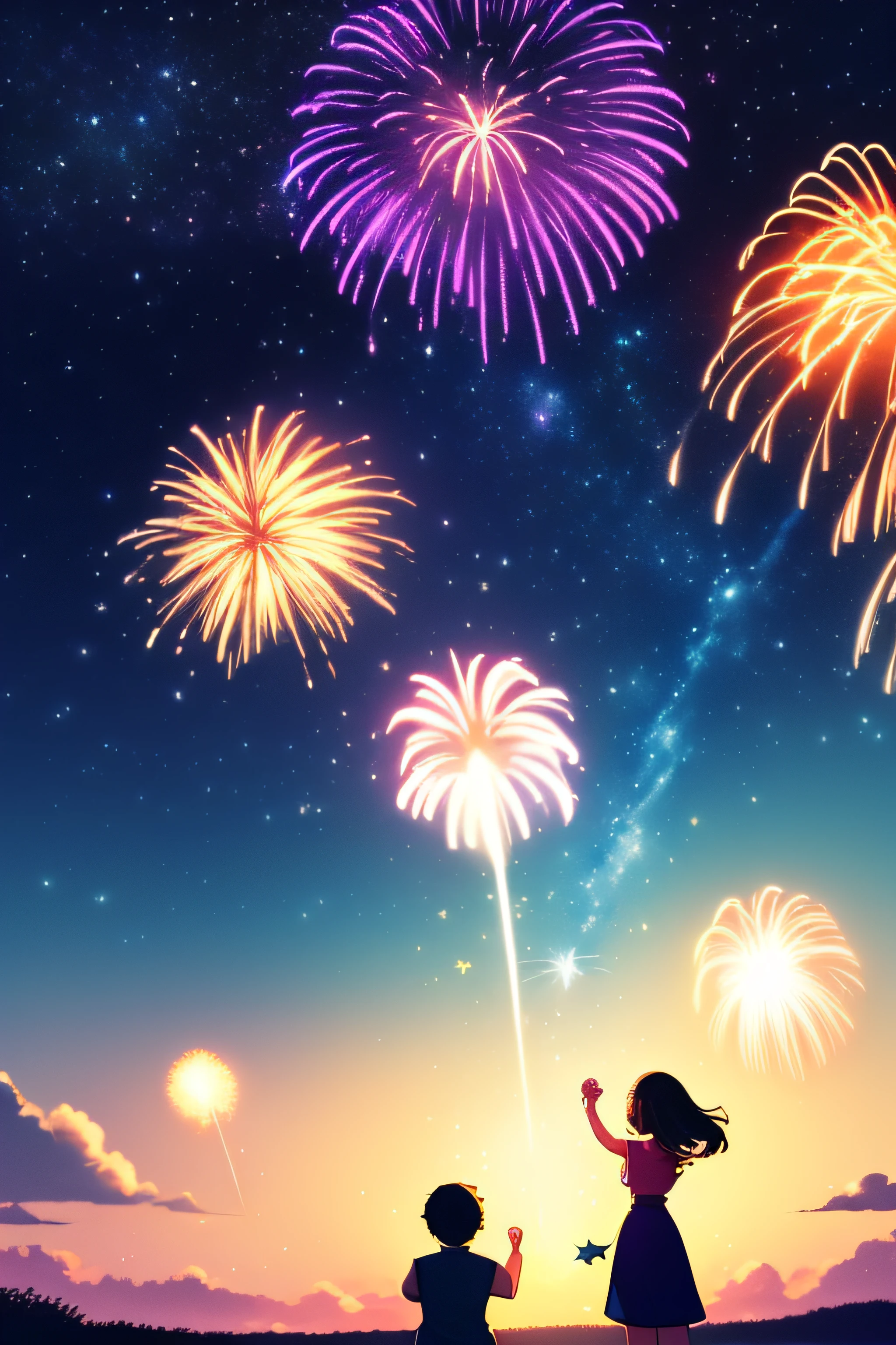 Beautiful night sky、stars、firework、Fantastical、love、In love、Eternal love、cosmos、Milky Way