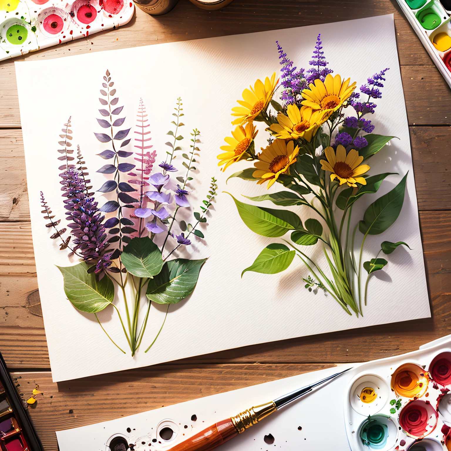 Wild Flowers Art, Watercolor Botanical --auto