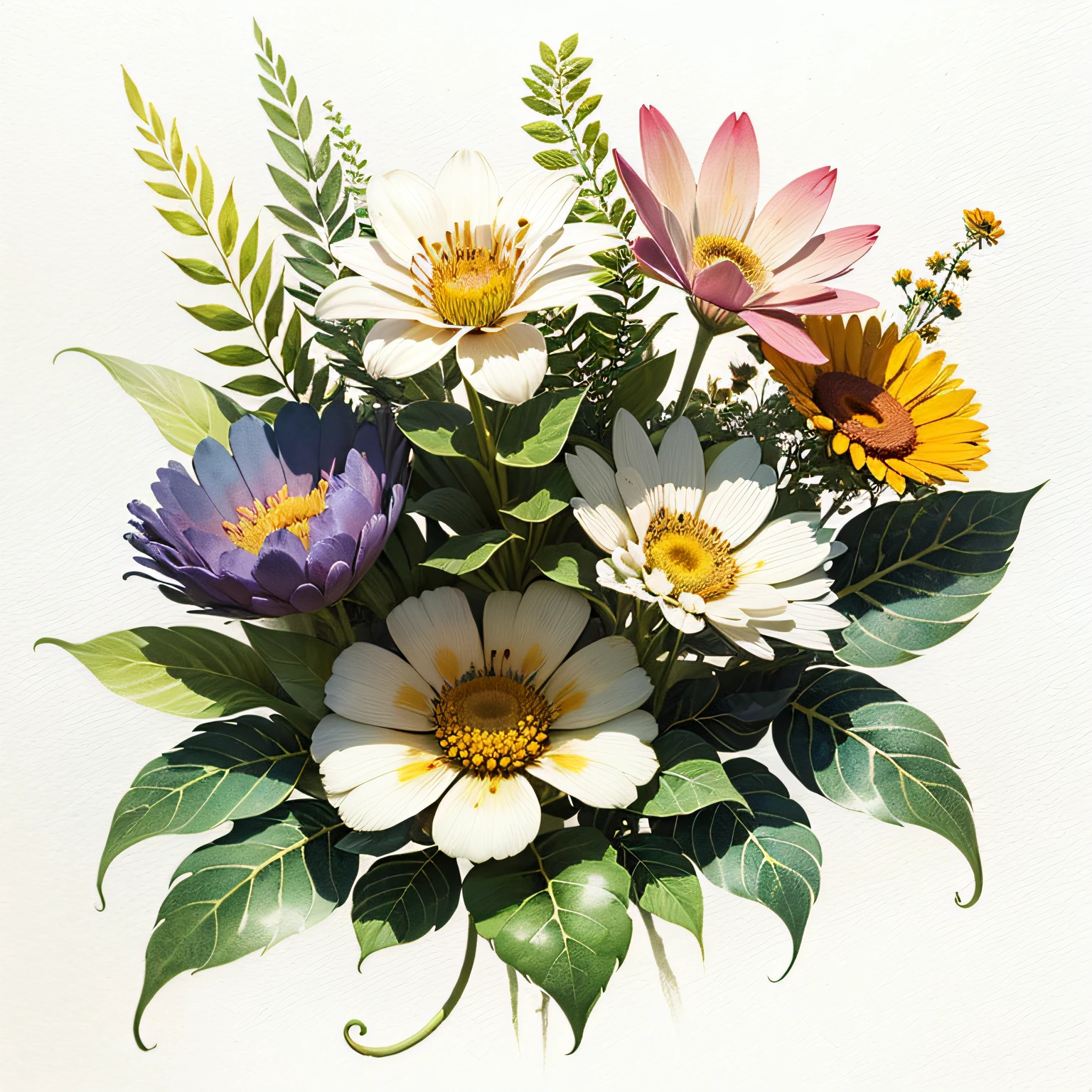 Wild Flowers Art, Watercolor Botanical --auto