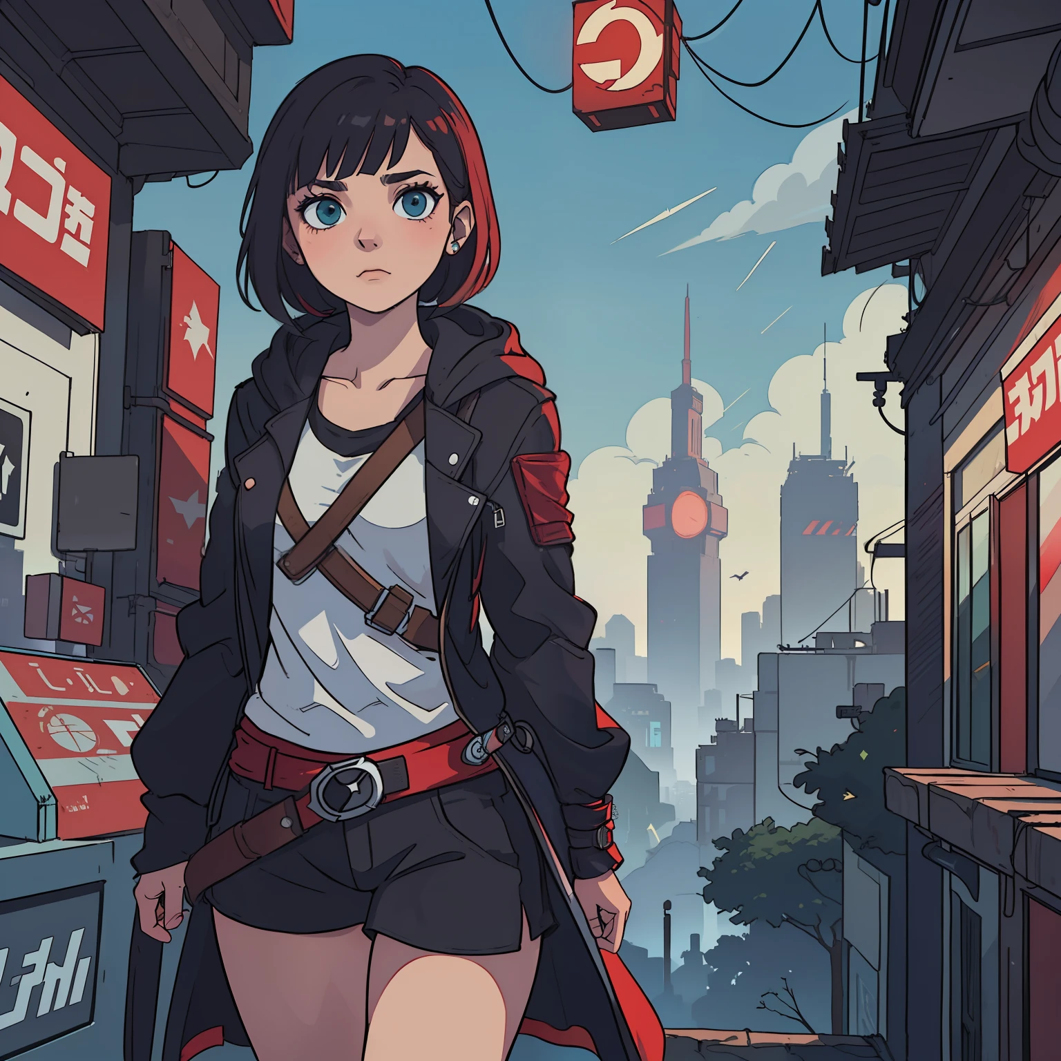 (obra-prima:1.3), (melhor qualidade), mulher misteriosa, roupa cyberpunk, assassin's creed, cidade cyberpunk, futuristica