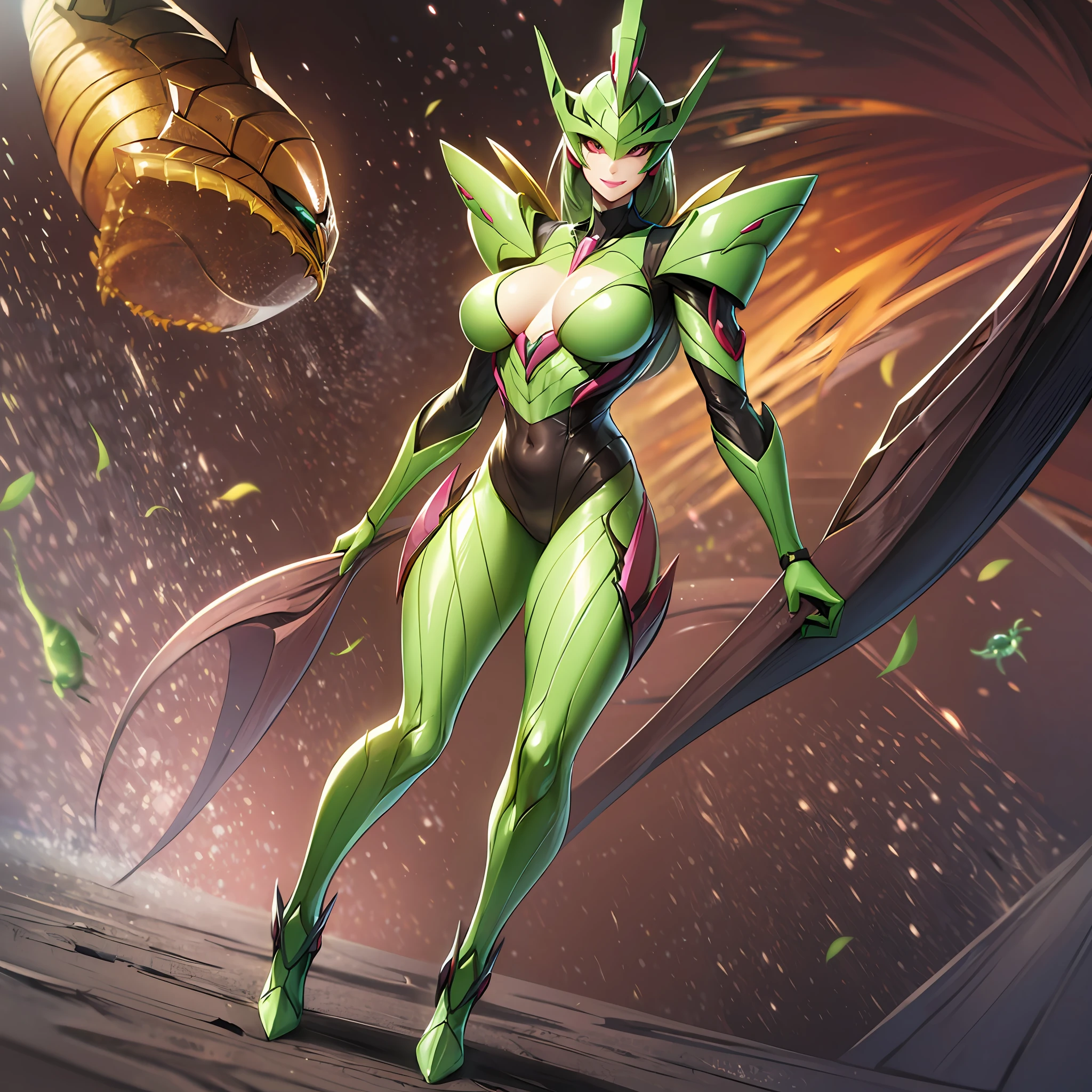 Woman with Hot Tentacles、Guyver Style、wicked smile、Scarabeleploid、tail、Cel Shade Adult Animation、Metroid Suit
