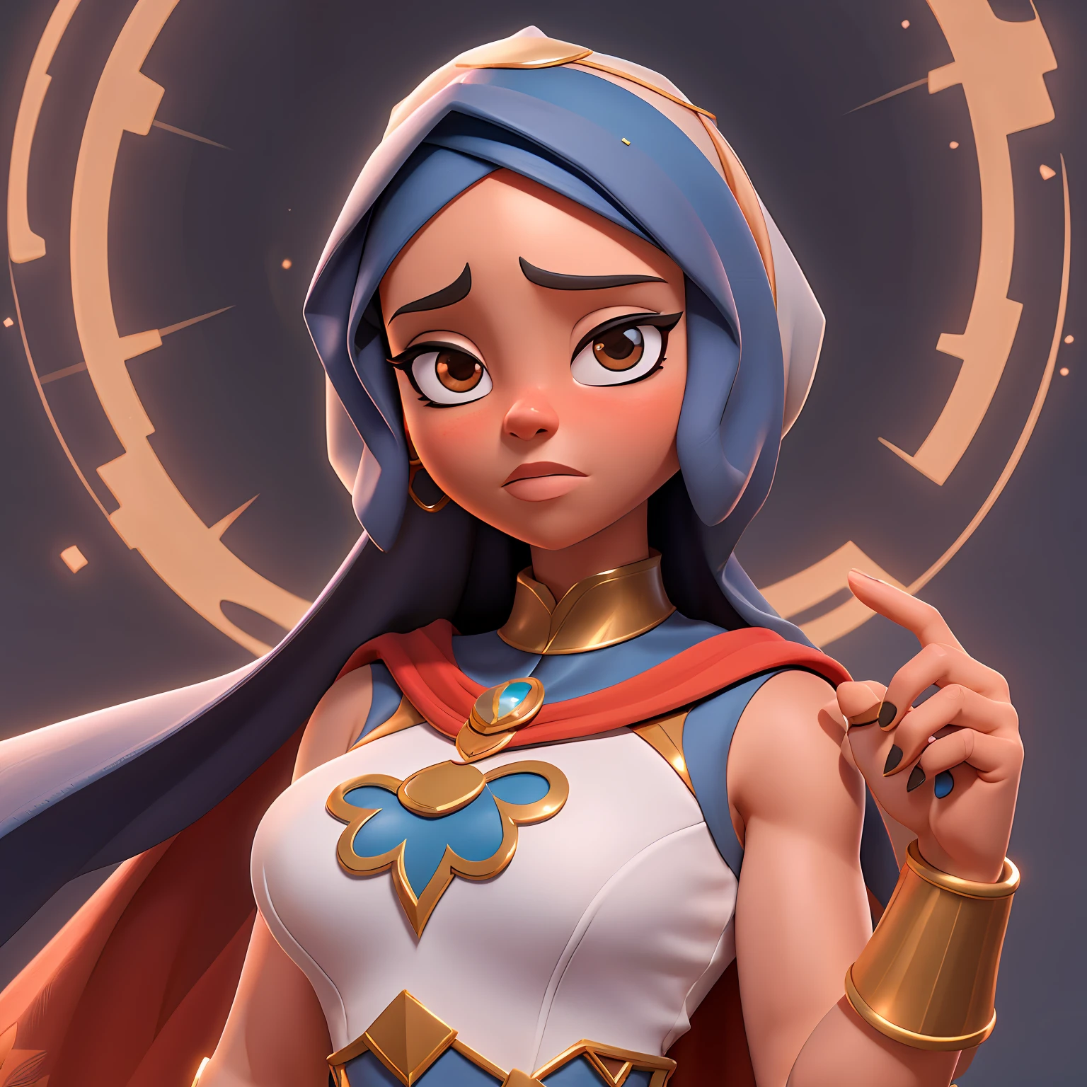 superhero girl with Hijab ("Taraneh Alidoosti"), pele morena, quadris largos, Cintilante, Branco, vestido longo, colant