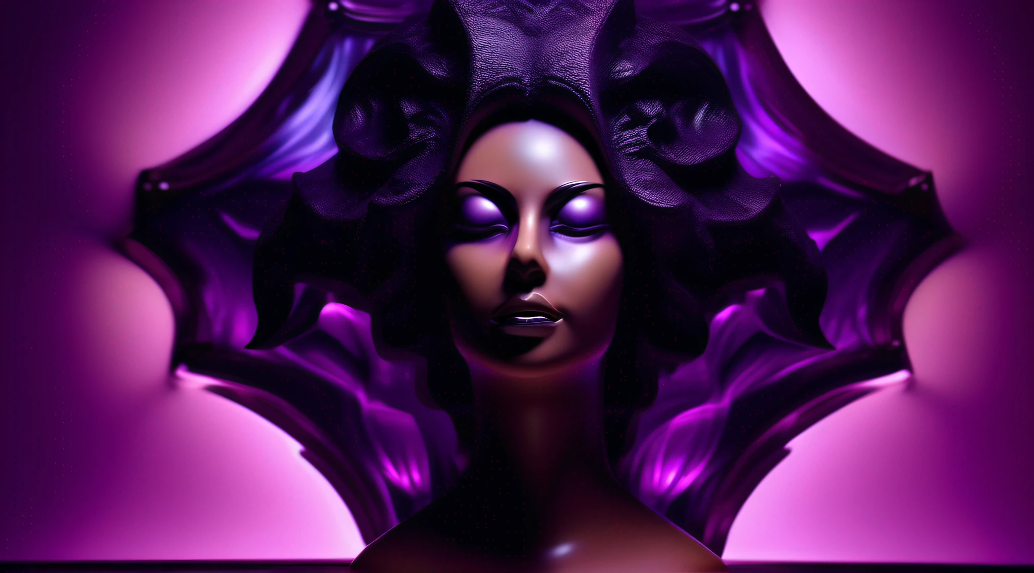 1 bruxa estilo de arte de vanguarda, magical and dark fantasy, volumetric glass lighting, Volumetric illumination of purple infrared light, preta