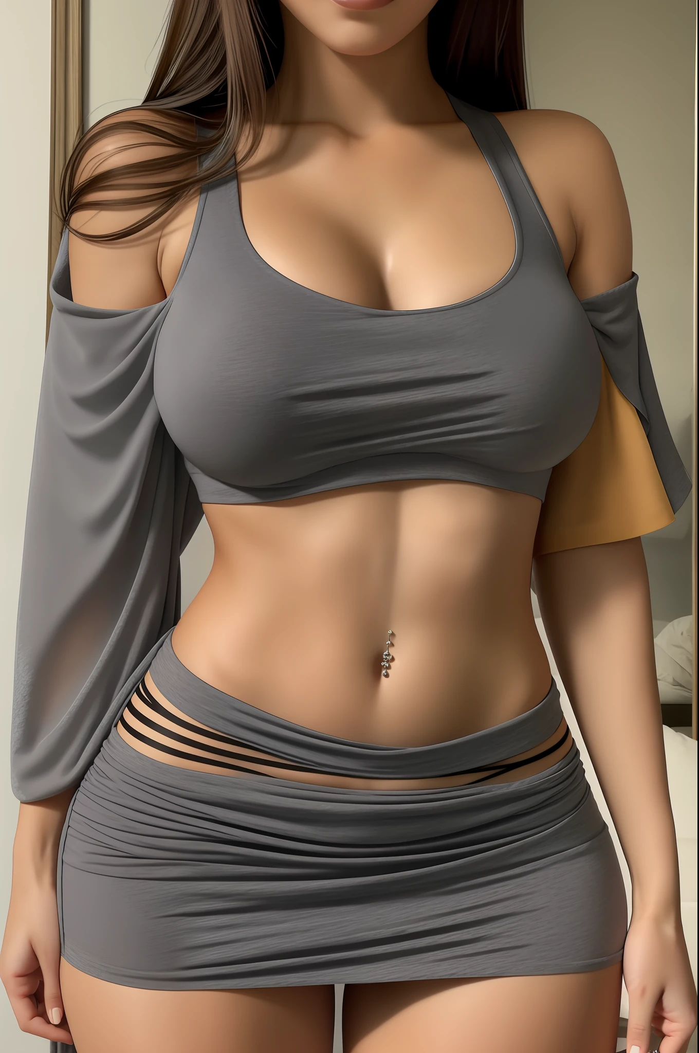 uma foto de uma mulher brasileira, corpo em forma, sensual, vestido casual, pele realista