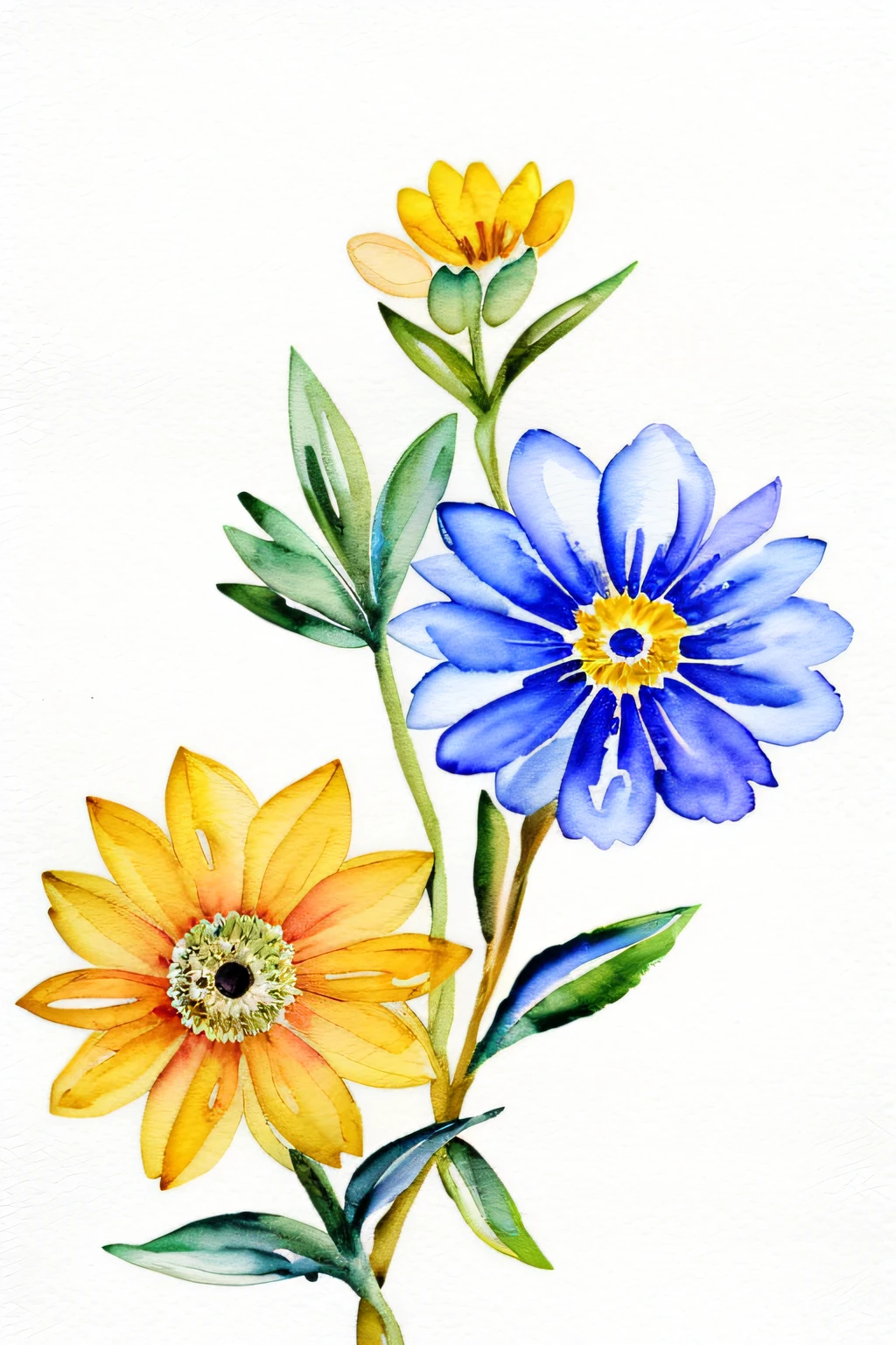 Wild Flowers Art, Watercolor Botanical