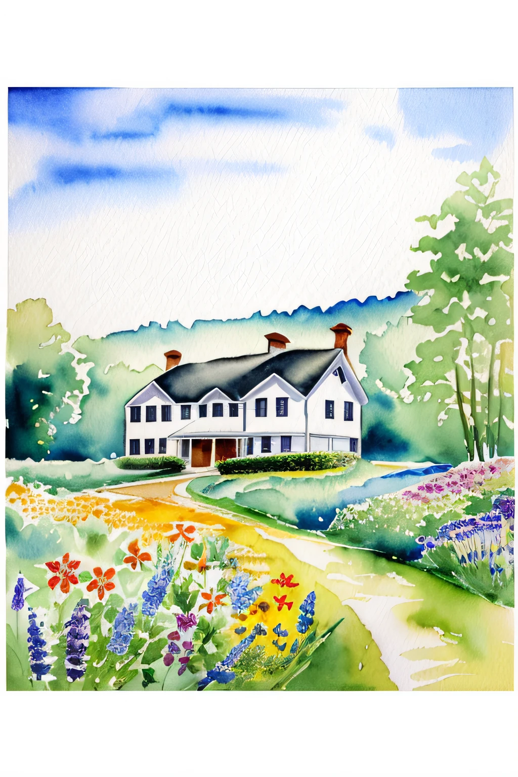 Wild Flowers Art Floral Farmhouse Art, Watercolor Botanical