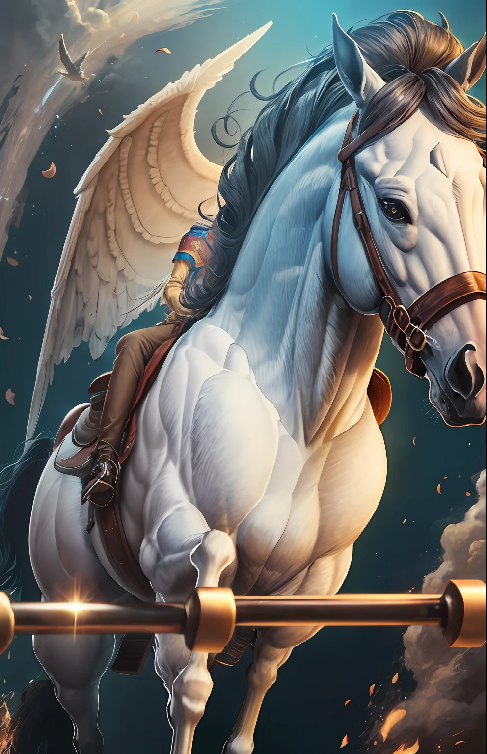 cavalo com asas, superrealista, cartoon horse with wings, superrealistic, cartoon --auto --s2