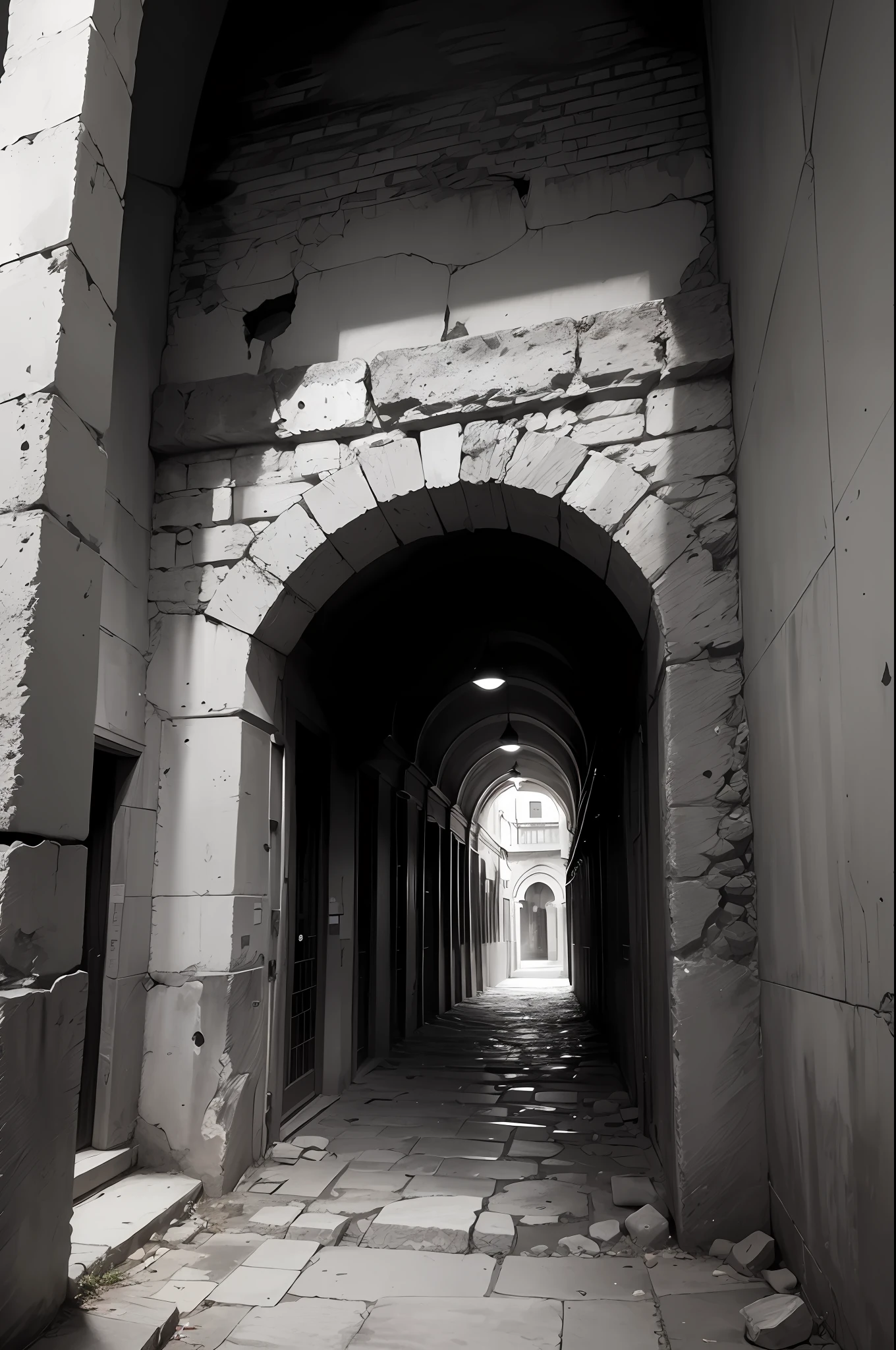 (Background Ancient Ruins), original,(ilustration:1.2 preto e branco),(melhor qualidade), (obra-prima:1.2), (papel de parede 8k, imagem em preto e branco , made in graphite pencil HB, (panorama shot:1.4),(corpo inteiro:1.05), (respingos),((GRAFITE)), Crisp Focus, velho, sucata enferrujada preto e branco, mangueiras penduradas, fios, escombros, ao ar livre, pedras, ruins, testa --auto