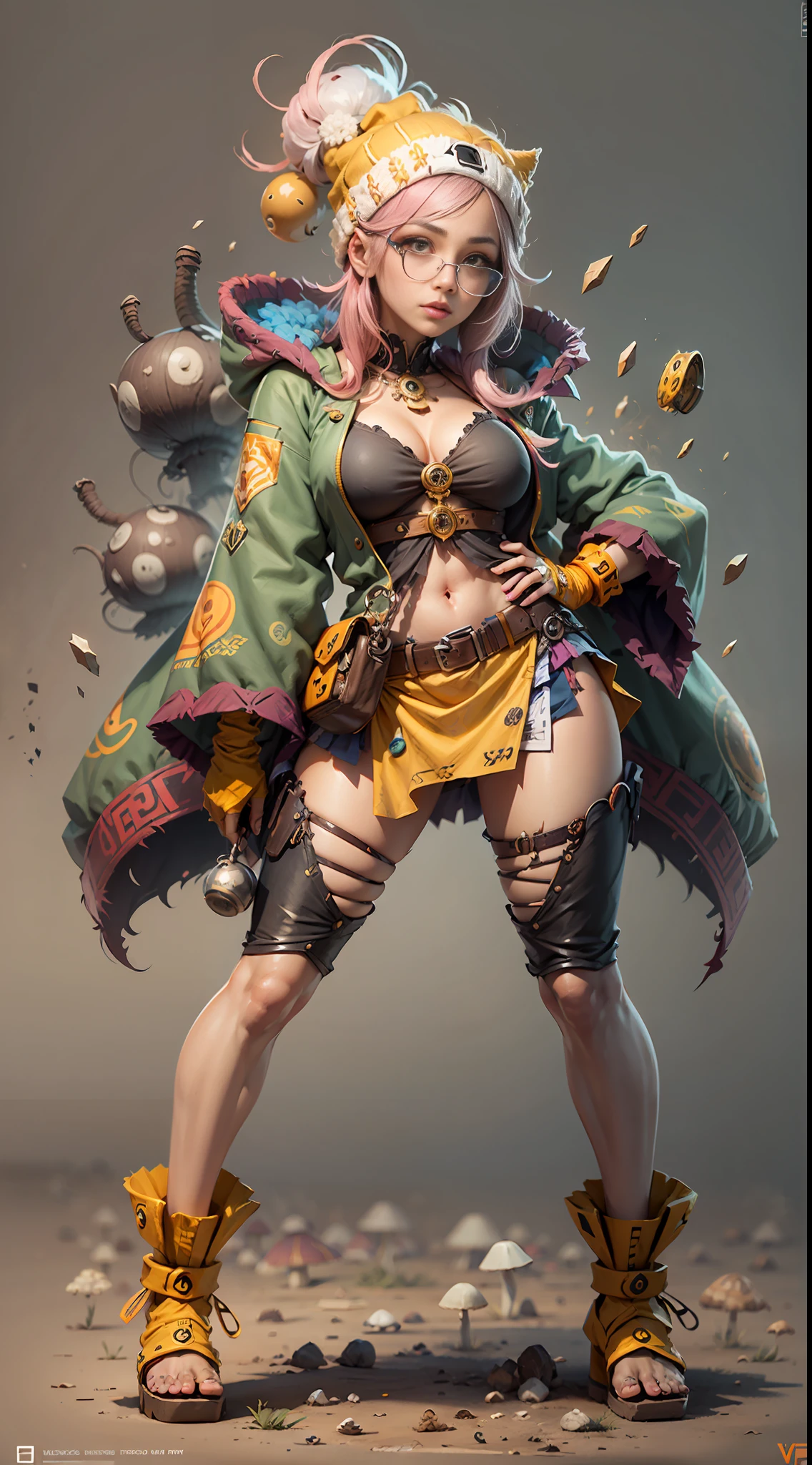 CHARACTER TURNAROUND
SHEET,THREE-VIEWDRAWING,FULL
BODYSHOT,GAMECHARACTER
DESIGN,bodhisattva ,GIRL
WEARING SUNGLASSES AND A
BEANIE,VICTORNIZO∨TSE∨,ORANGE
BACKGROUND,Beautiful face, seductive breast, mushrooms, psychedelic details art, mushrooms,cyberspace,trippy,--STYLE
EEXPRESSIVELY