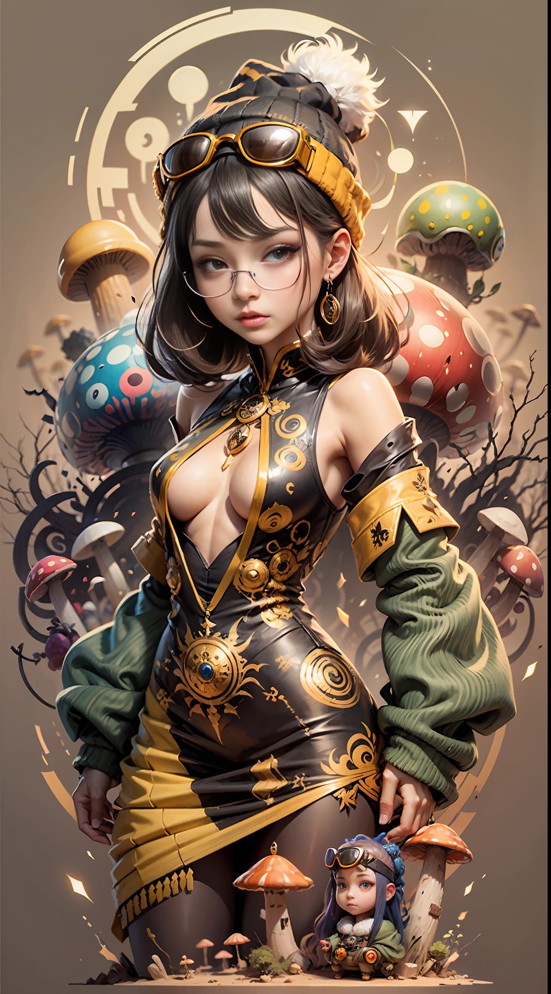 CHARACTER TURNAROUND
SHEET,THREE-VIEWDRAWING,FULL
BODYSHOT,GAMECHARACTER
DESIGN,bodhisattva ,GIRL
WEARING SUNGLASSES AND A
BEANIE,VICTORNIZO∨TSE∨,ORANGE
BACKGROUND,Beautiful face, seductive breast, mushrooms, psychedelic details art, mushrooms,cyberspace,trippy,--STYLE
EEXPRESSIVELY