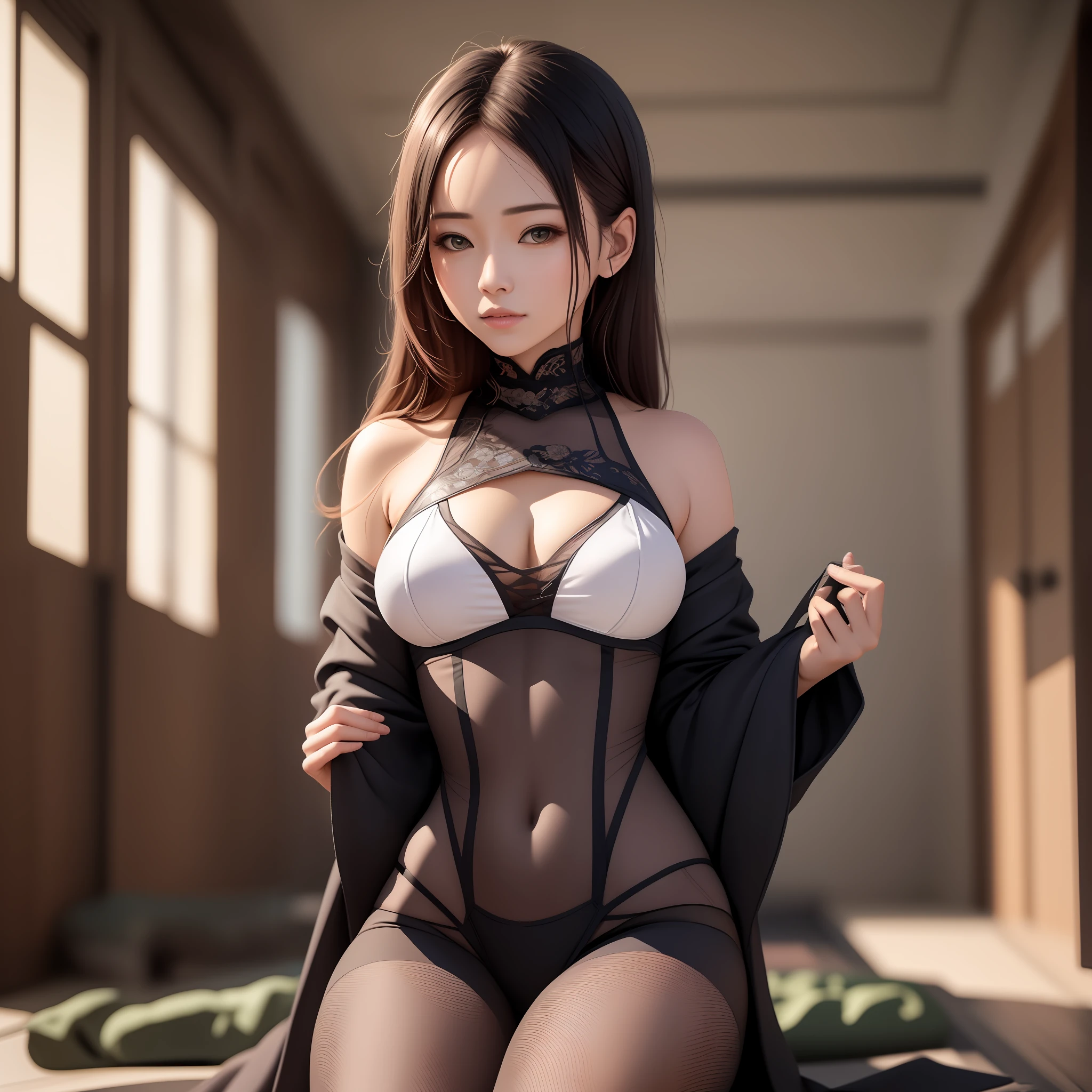 uma linda mulher com roupa de dormi 8k japonesa realista matrix