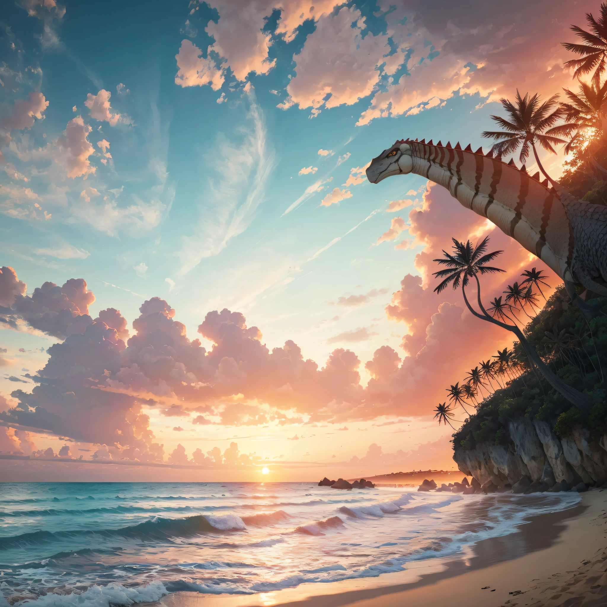 sunset at the beach, There are strangely shaped tree roots, (Curved roots) sunset at the beach, sunset at the beach, Beach at sunset, sunrise, On the beach at sunset, The day is over, Sunset glow, Show the beach at sunset, Sunset Beach, beach sunset background, sun down, On the beach at sunset, Surrealisality, highdetail, cinematic lighting, hasselblatt, Ultrahigh definition, 걸작, coordinate, anatomical correct, super-detail, highdetail, high quailty, A high-resolution, best qualiy, award-winning, 8K , Fujicolor, Fujifilm, Sony FE GM, retina, award winning, best quality, highres, 8k, high details, high quality, super detail, anatomically correct, masterpiece --auto