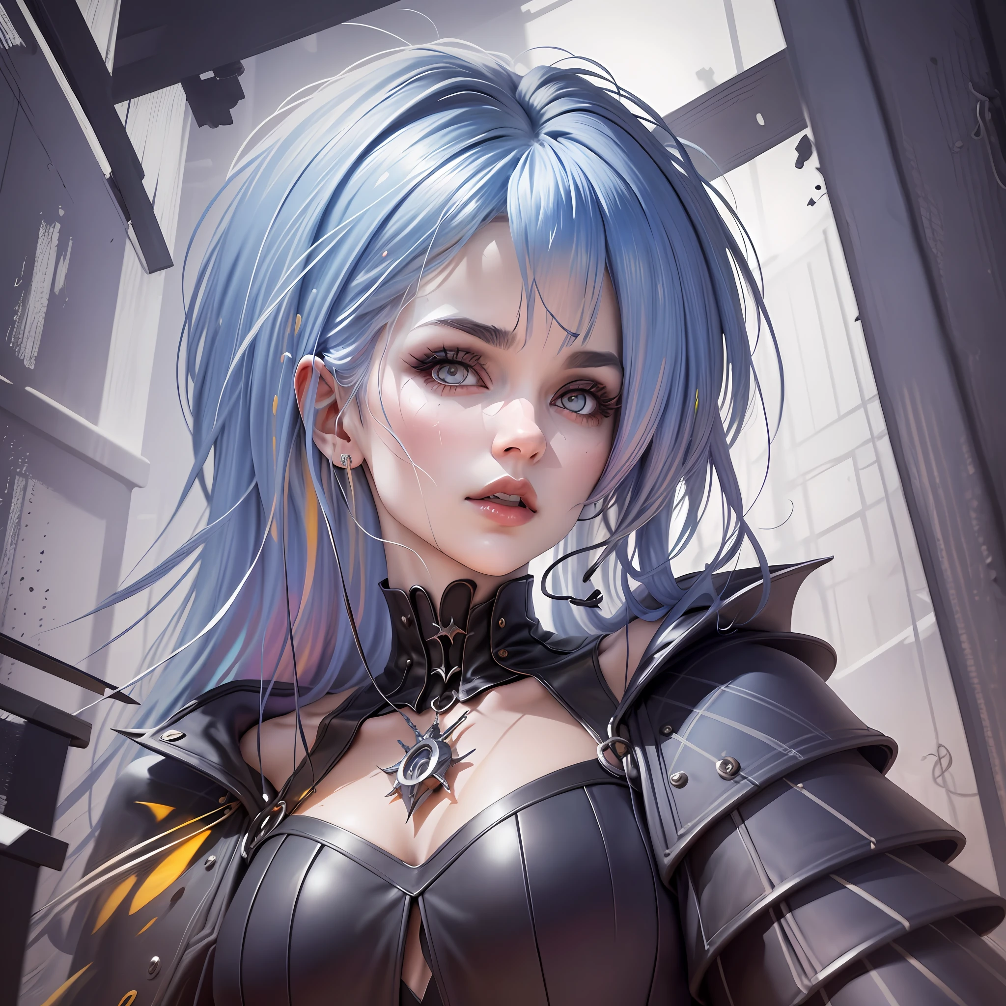 estilo realismo, arte centrada, Vetor 2D, garota vampira sexy semi nua, climate dark gothic, fine features, chromatic, Adobe Illustration, trending on ArtStation, hd, 8k, detalhes intrincados, olhos vibrantes, arte deslumbrante, Masterpiece, Direction: Rafael Albuquerque, Luminosidade REMBRANDT
