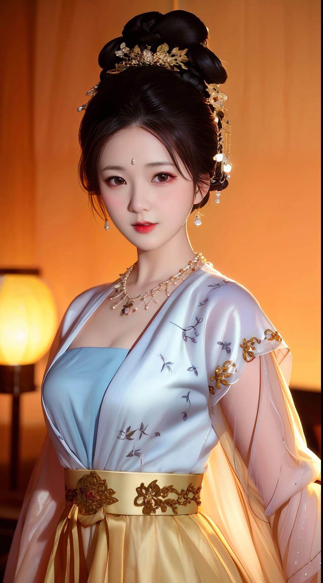 best quality, masterpiece, highres, 1girl, china dress, hair ornament, necklace, jewelry, Beautiful face, upon_body, tyndall effect, photorealistic, dark studio, rim lighting, two tone lighting, (high detailed skin:1.2), 8k uhd, dslr, soft lighting, high quality, volumetric lighting, candid, Photograph, high resolution, 4k, 8k, Bokeh, medium breasts,