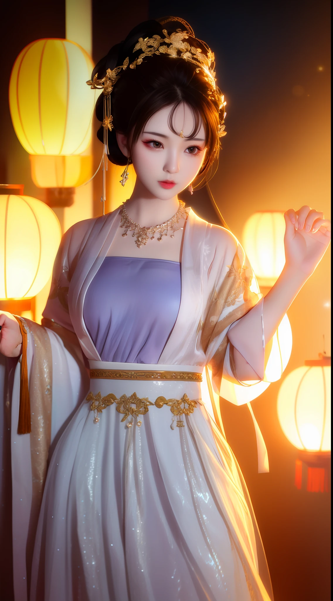 best quality, masterpiece, highres, 1girl, china dress, hair ornament, necklace, jewelry, Beautiful face, upon_body, tyndall effect, photorealistic, dark studio, rim lighting, two tone lighting, (high detailed skin:1.2), 8k uhd, dslr, soft lighting, high quality, volumetric lighting, candid, Photograph, high resolution, 4k, 8k, Bokeh, medium breasts,