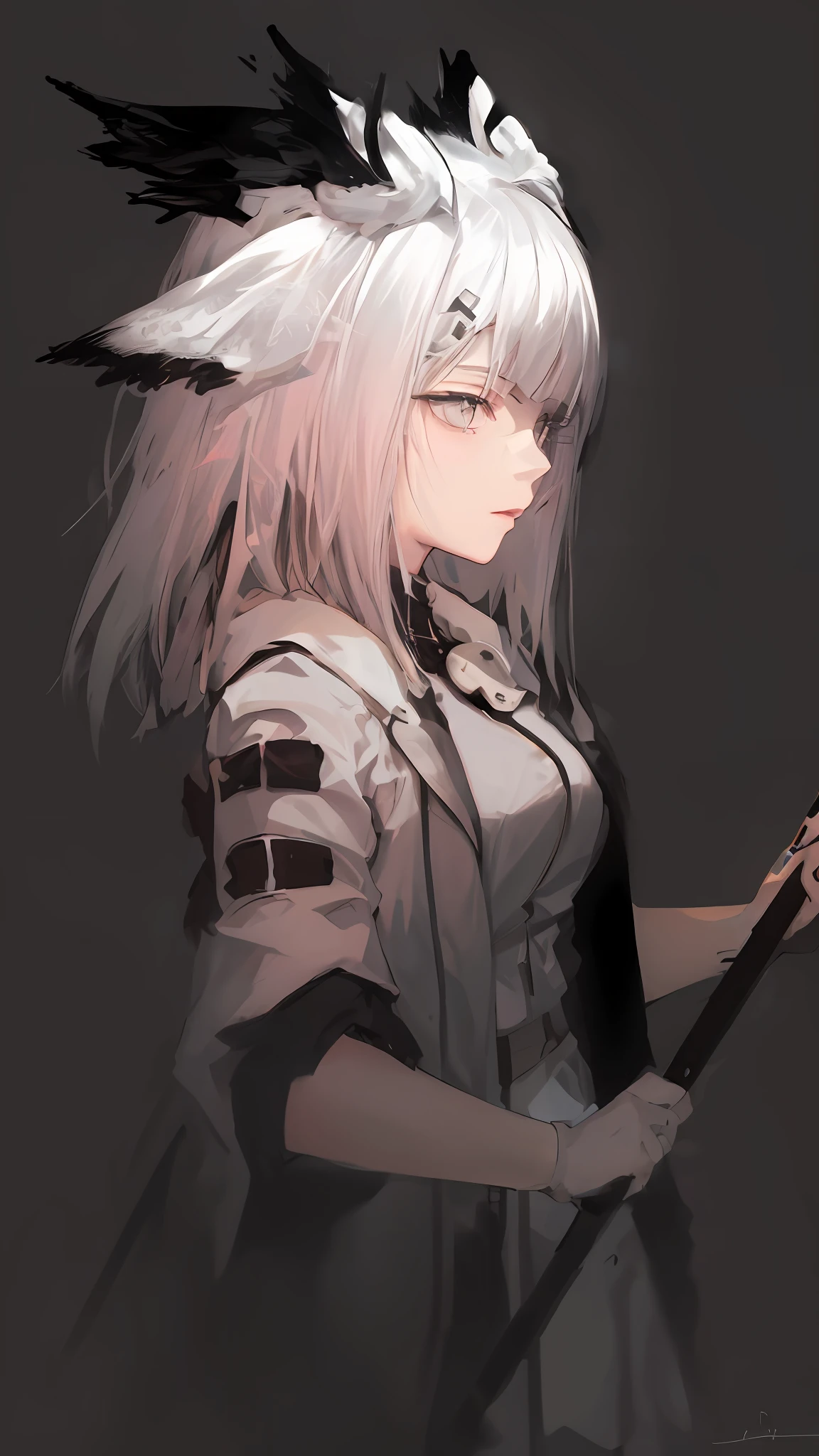 a drawing of a woman with long white hair holding a stick, white cat girl, white haired, nyaruko-san, white - haired fox, from arknights, white-haired, digital art from danganronpa, white haired deity, girl with white hair, from girls frontline, perfect white haired girl, arknights, by Shitao