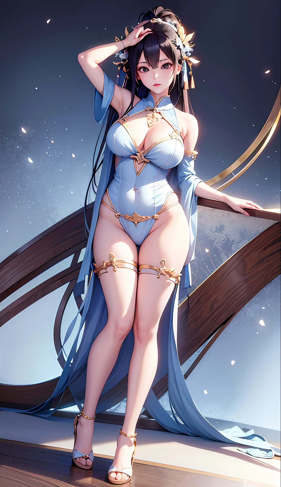 A majestic figure, anime girl, sexy body, Tokizaki madzo, Japanese girl, sexy lingerie, 8K high quality art. Sexy pose, sexy styling