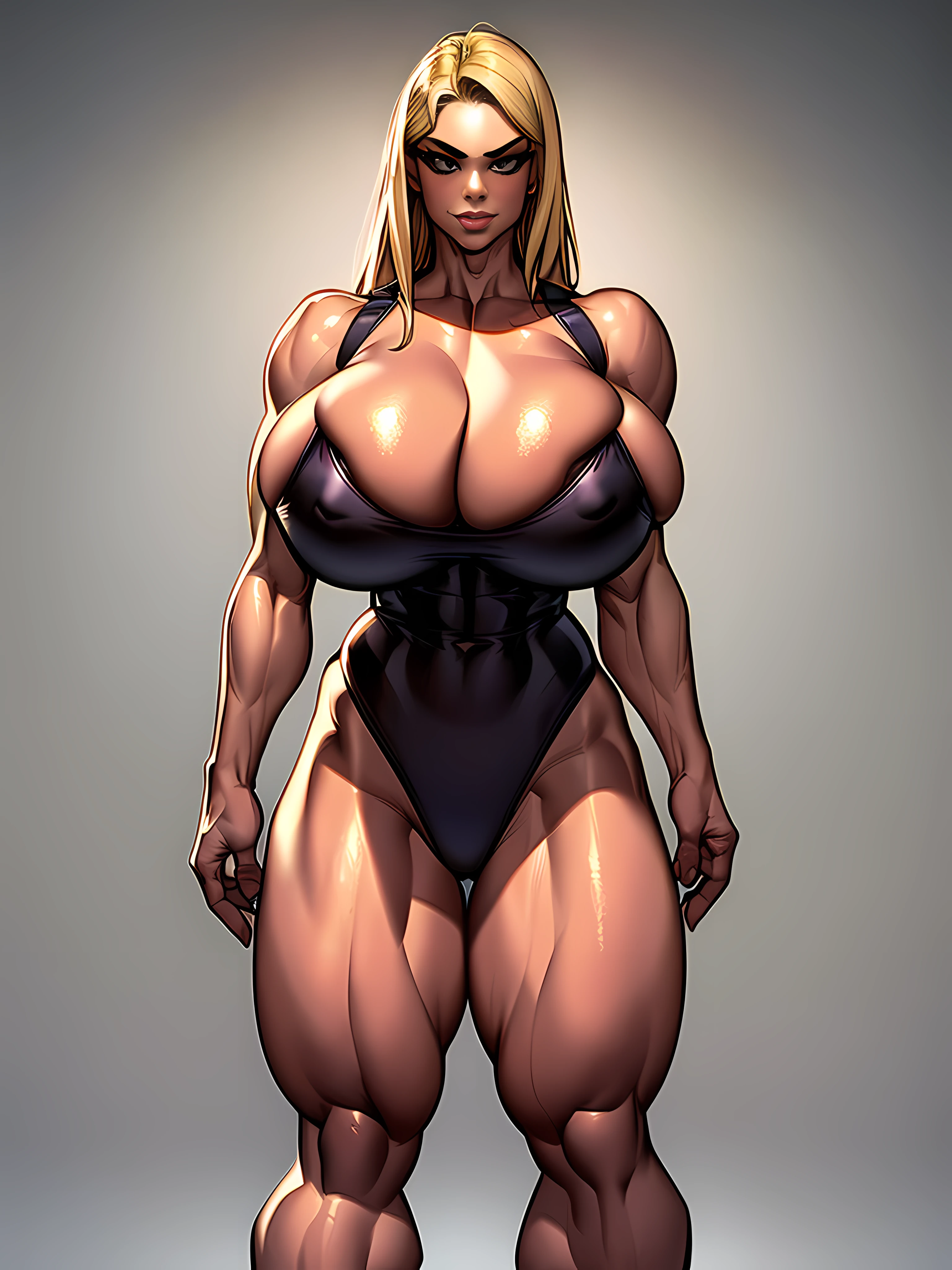 1girl, gym background, full body including head using 6/7 width optimized for iphone, bimbo mature high blonde with big muscles, perfect face, very defined muscles, swollen venous muscles, big muscles with veins, flexing muscles, sexy attire, very big breasts, big calves, wide hips,