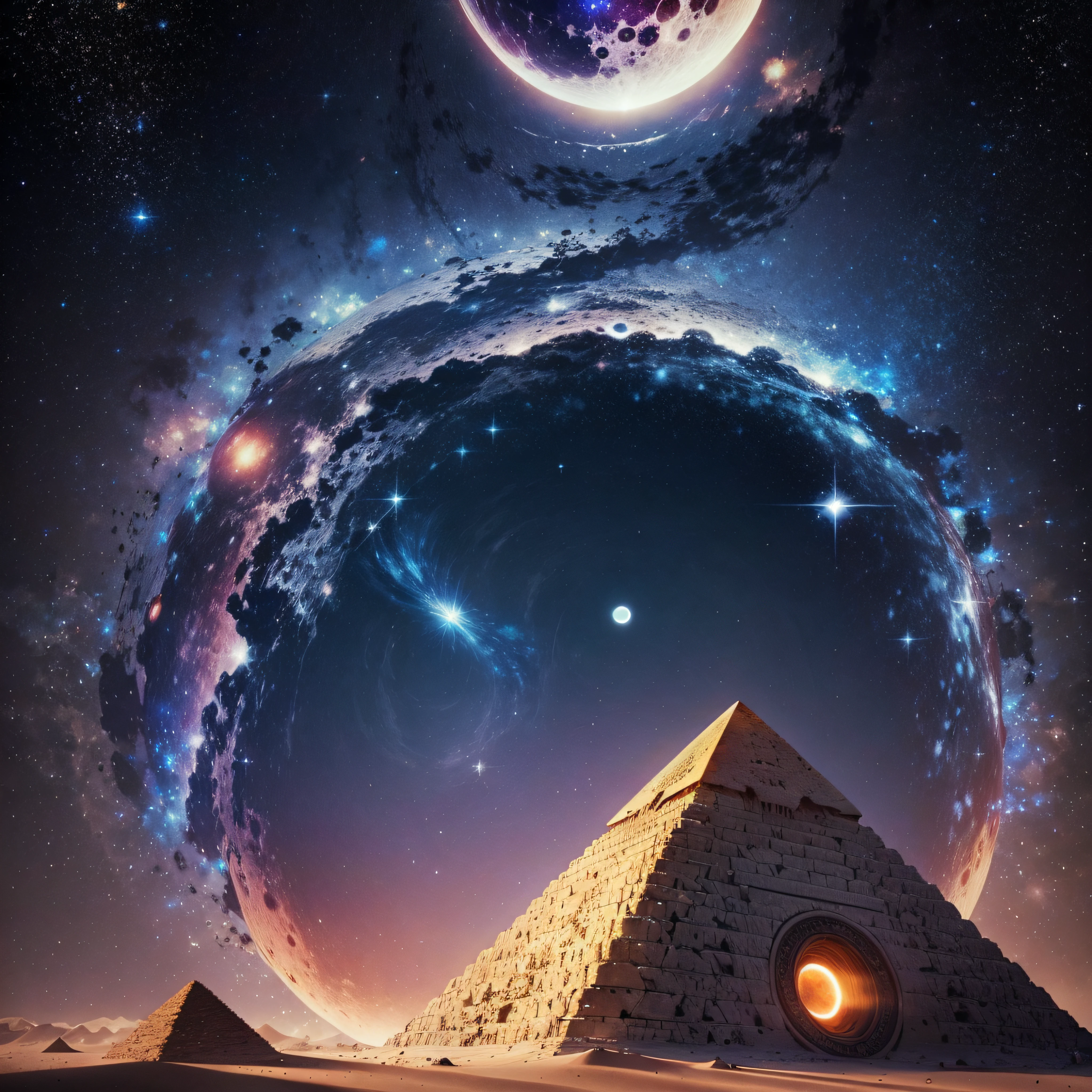 ((Masterpiece)), (Best Quality)), 8K, high detail, hyper-detail,Quetzalcoatl inside a glass round shaped elevator coming out of the top of a Mesoamerican pyramid inside a ray of light in a night full of stars and the milky way all around ,alex grey