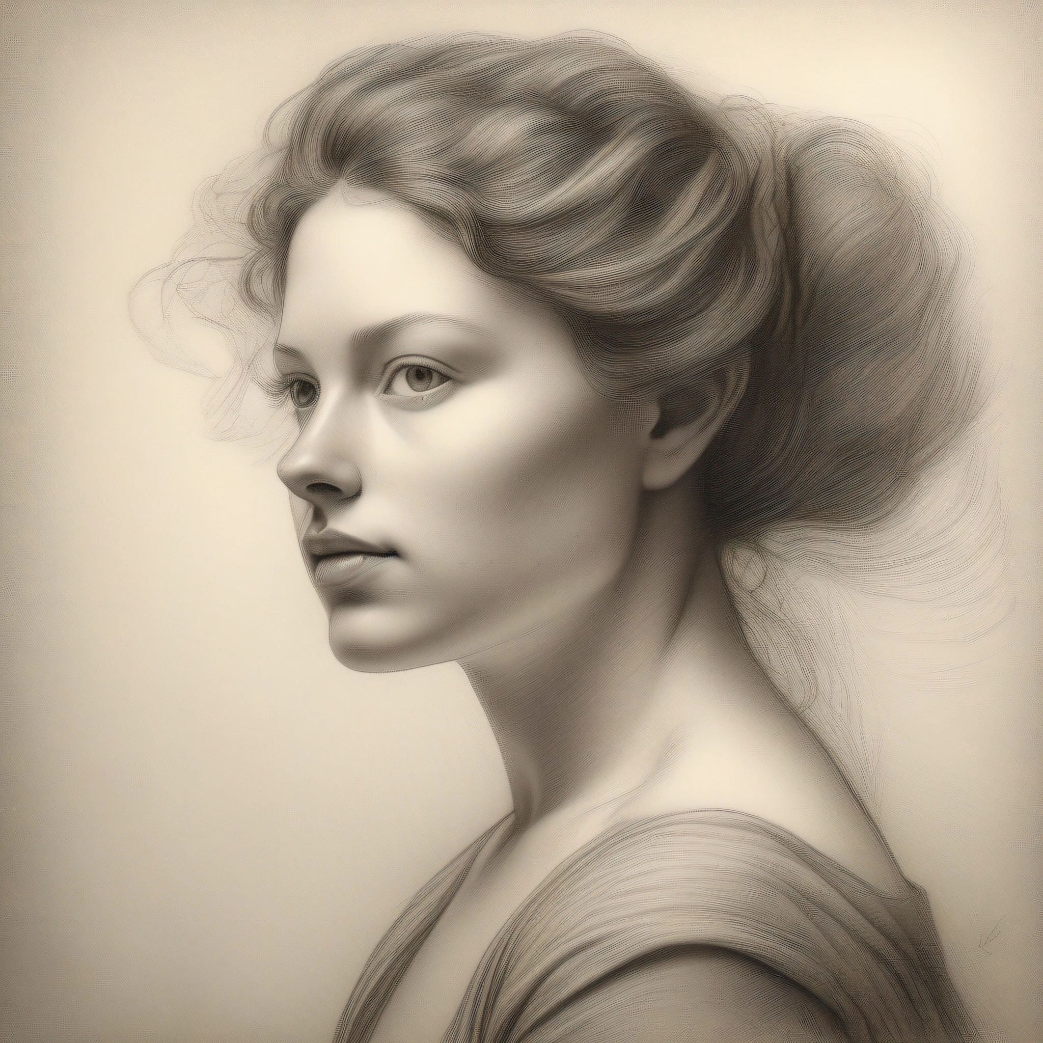 "(((Uma mulher com uma beleza sem igual de nacionalidade austríaca)))"
- Type of Image: Pencil Drawing
- Subject Description: A captivating woman with an unmatched beauty, hailing from Austria, portrayed in a classic pencil drawing.
- Art Styles: Realistic pencil drawing, Classic portraiture
- Art Inspirations: Leonardo da Vinci's sketches, Rembrandt's portrait drawings
- Camera: None (imaginary)
- Shot: Close-up
- Render Related Information: Cross-hatched shading capturing intricate details of the woman's features, precise pencil strokes depicting the texture of her hair and skin, emphasis on chiaroscuro to create a sense of depth and drama.