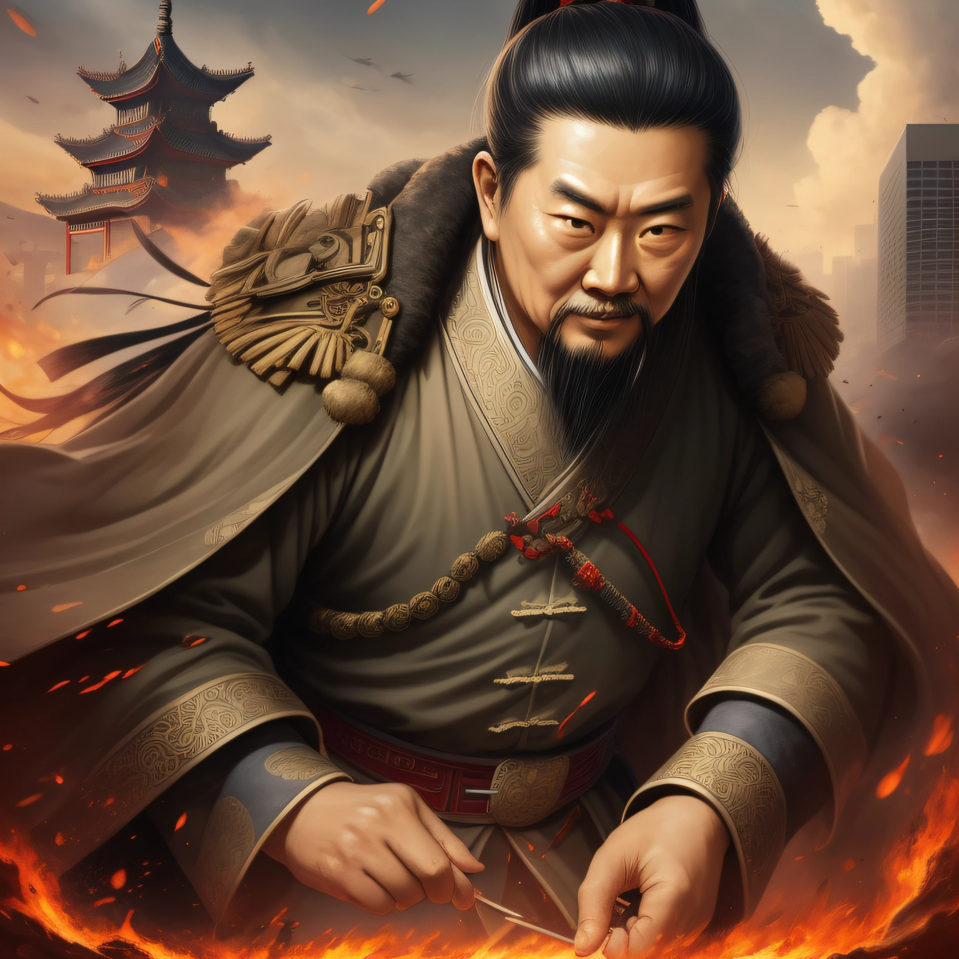 Sun Tzu, the legendary Chinese military strategist and philosopher, exudes an air of strategic brilliance and calculated wisdom. His presence emanates a commanding aura, as he embodies the essence of leadership and tactical acumen. With a sharp and focused gaze, Sun Tzu's profound insights into warfare and human nature unfold, making him an enduring symbol of strategic mastery.