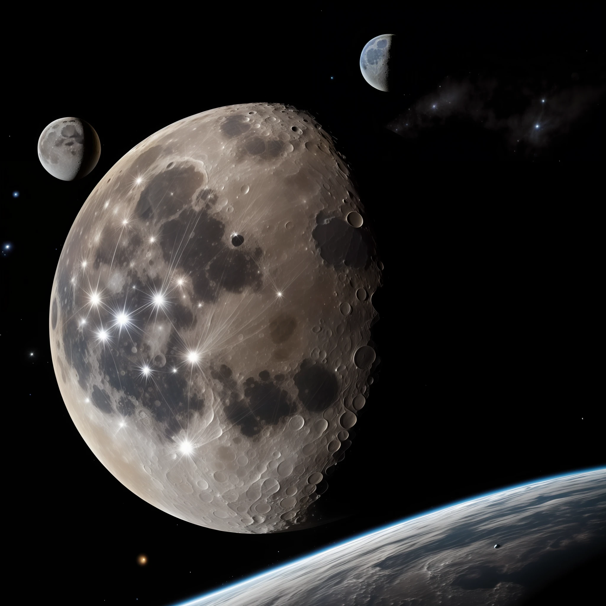 Moon in space, planetas, realista, outer space , asteroid
