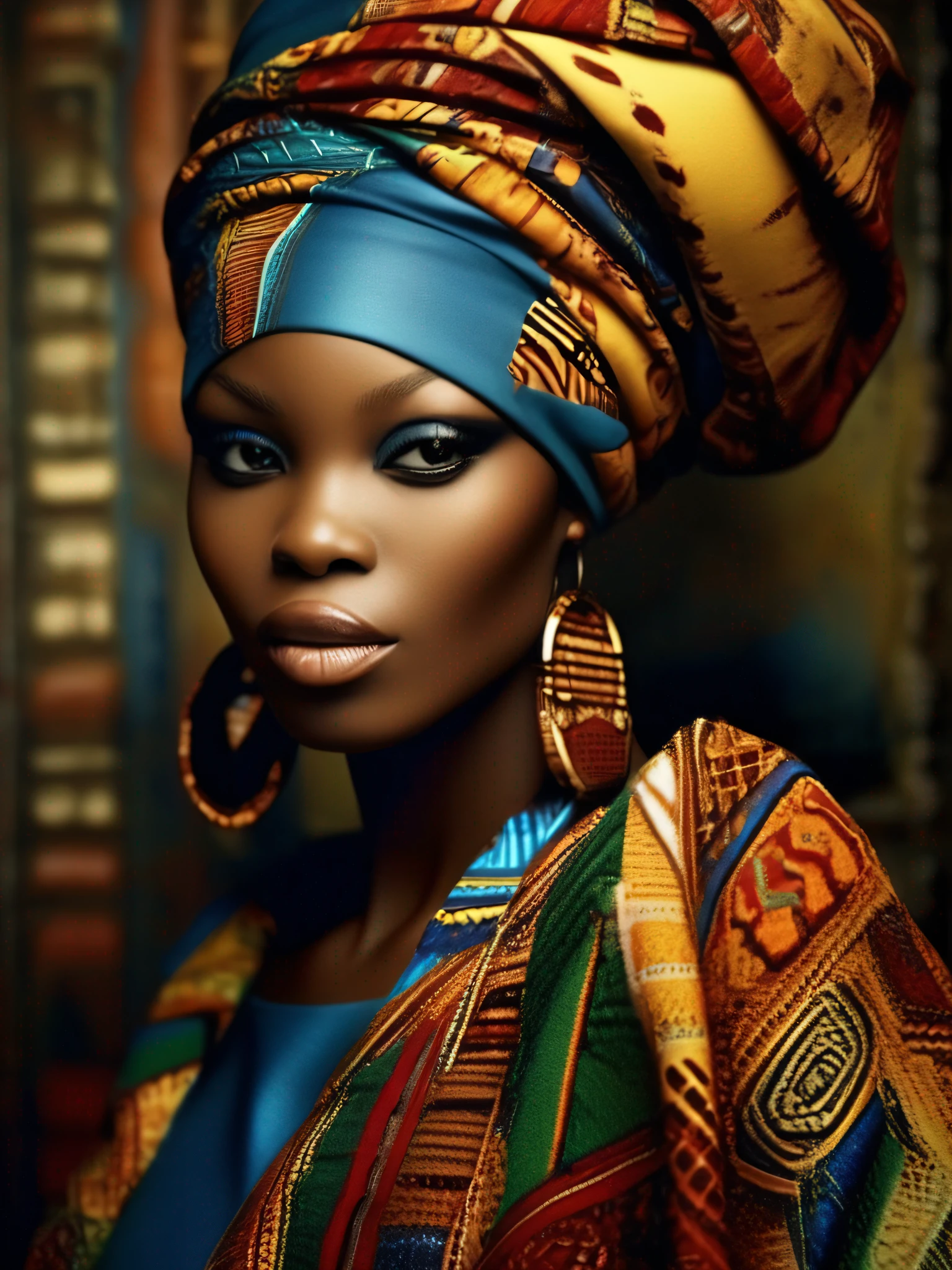 "(((A woman with an unparalleled beauty of African nationality)))" 

- Image Type: Photography
- Subject Description: A woman of incomparable beauty, with traits that reflect the rich diversity of African heritage.
- Art Styles: Realism
- Artistic Inspirations: Vogue Magazine Photo Portraits, Fashion Photography by Mario Testino
- Camera: DSLR camera
- Framing: Foreground (Close-up)
- Render-Related Information: High resolution (8K), detailed lighting highlighting the model's features, soft and flattering natural light, enhancing the unique beauty of the African model.