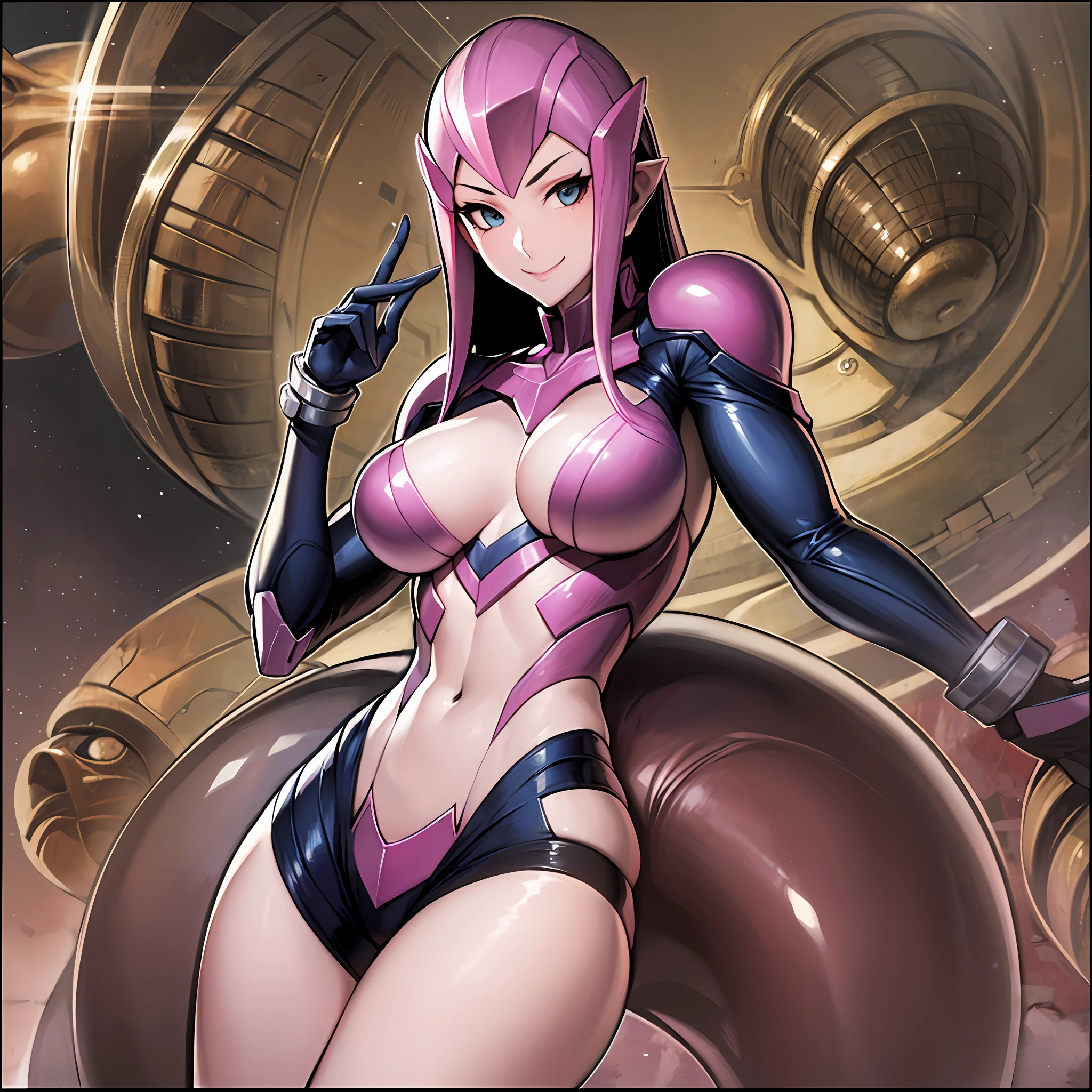 Woman with Hot Tentacles、Guyver Style、wicked smile、Scarabeleploid、tail、Cel Shade Adult Animation、Metroid Suit