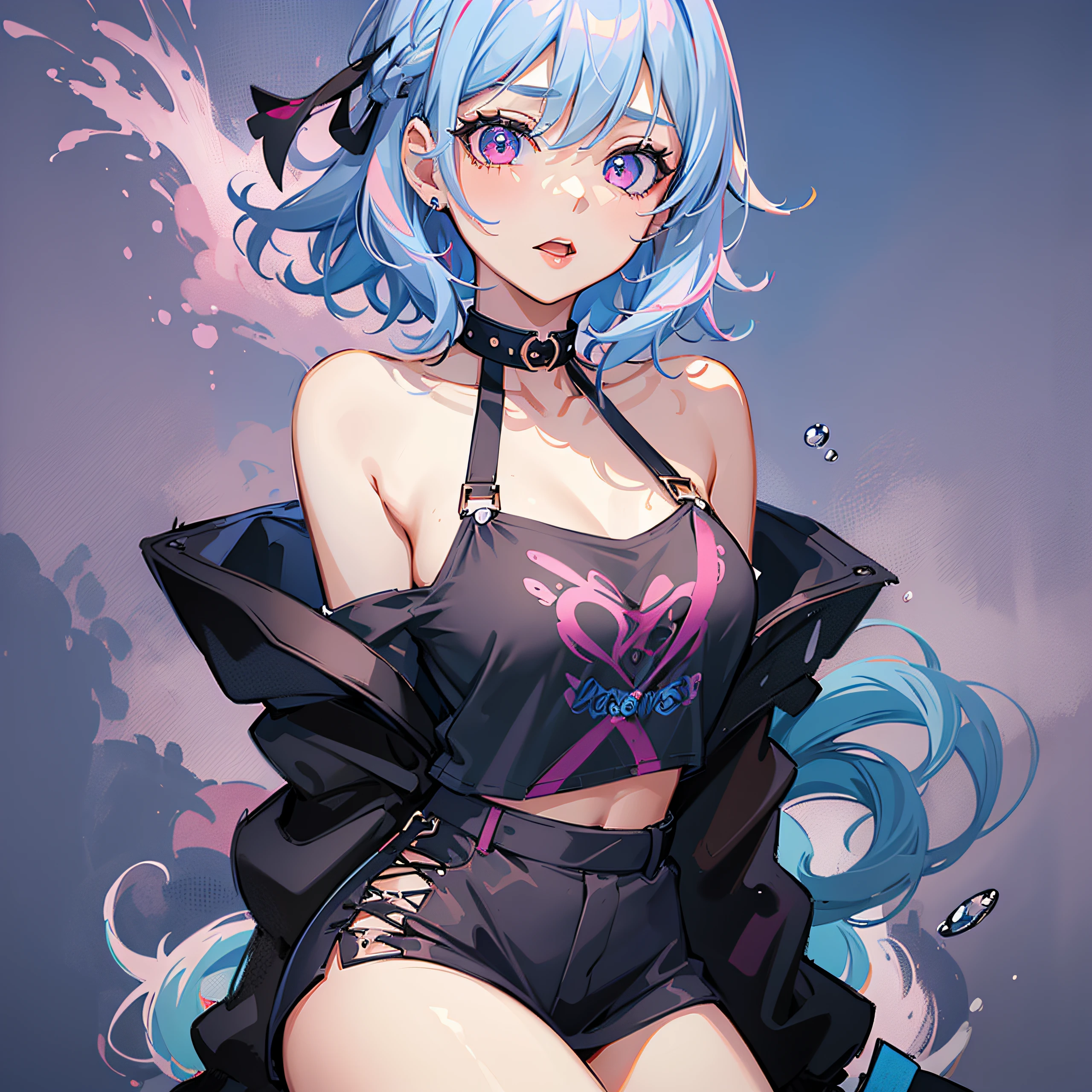 panoramic, anime style, jinxlol downblouse , Jinxlol inclinada hacia delante,leaning forward, (JinxLol: 1.2), (league of legends), pink eyes,only jinxlol, downblouse,loose t-shirt,full body, big butt, small tits, ultra resolution, perfect anatomy, (small boobs), 1 girl, beautiful hips and stomach, beautiful face, beautiful hands, girls, high resolution beautiful eyes, character concept, perfect anatomy, focus, near perfect, dynamic, high details, highly detailed, station, concept art, sharp soft focus, 8k , masterpiece, fine details,