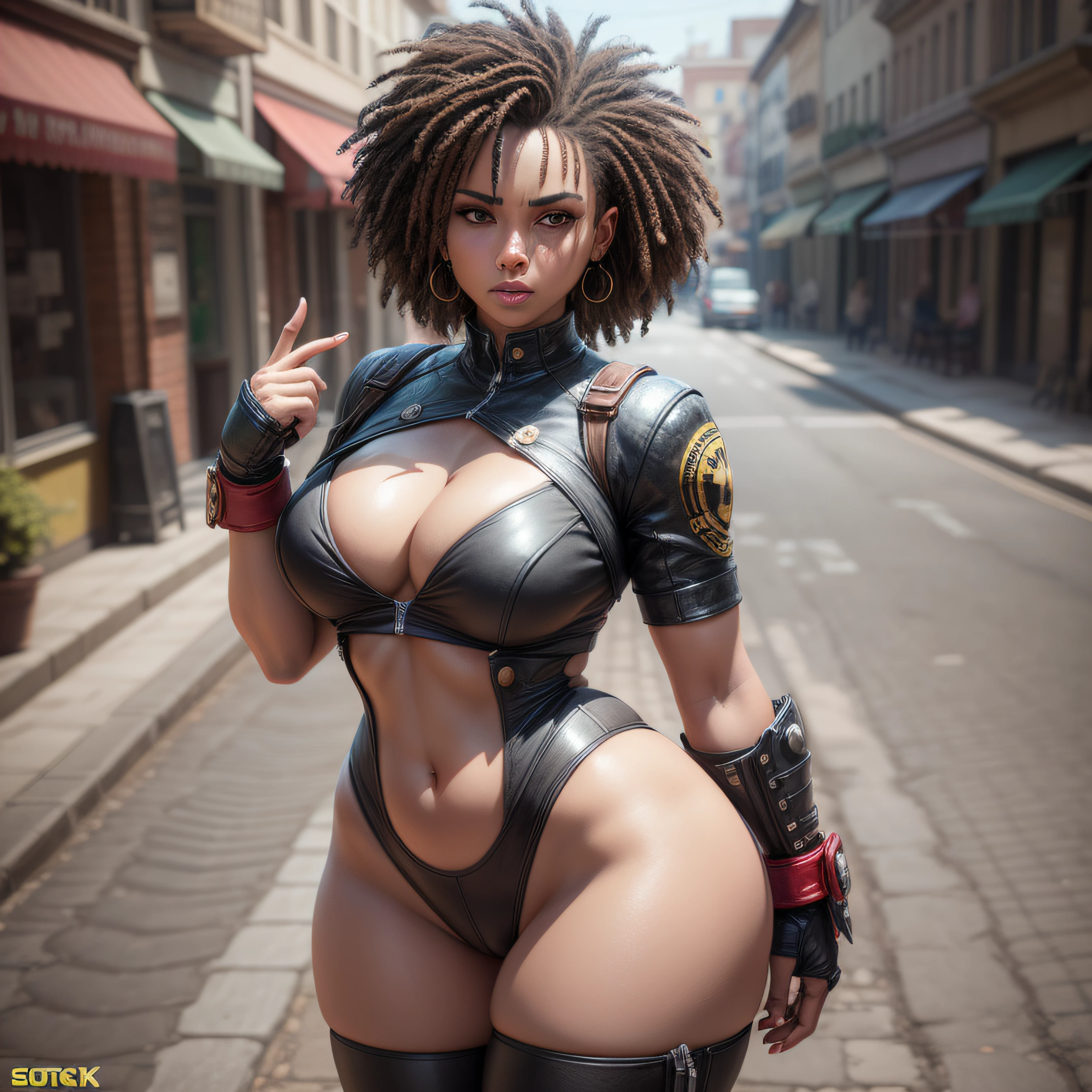 Duas mulheres negras americanas com curvas fabulosas, com naturalmente formados e seguros, para um busto mais voluptuoso e atraente, coxas grossas, lutando entre si como lutadoras de street fighter 2, 3d render em 8k, melhor qualidade, obra-prima, nikon, luz e sombras realista, 8k, ray tracing, NVIDIA, unreal engine 5