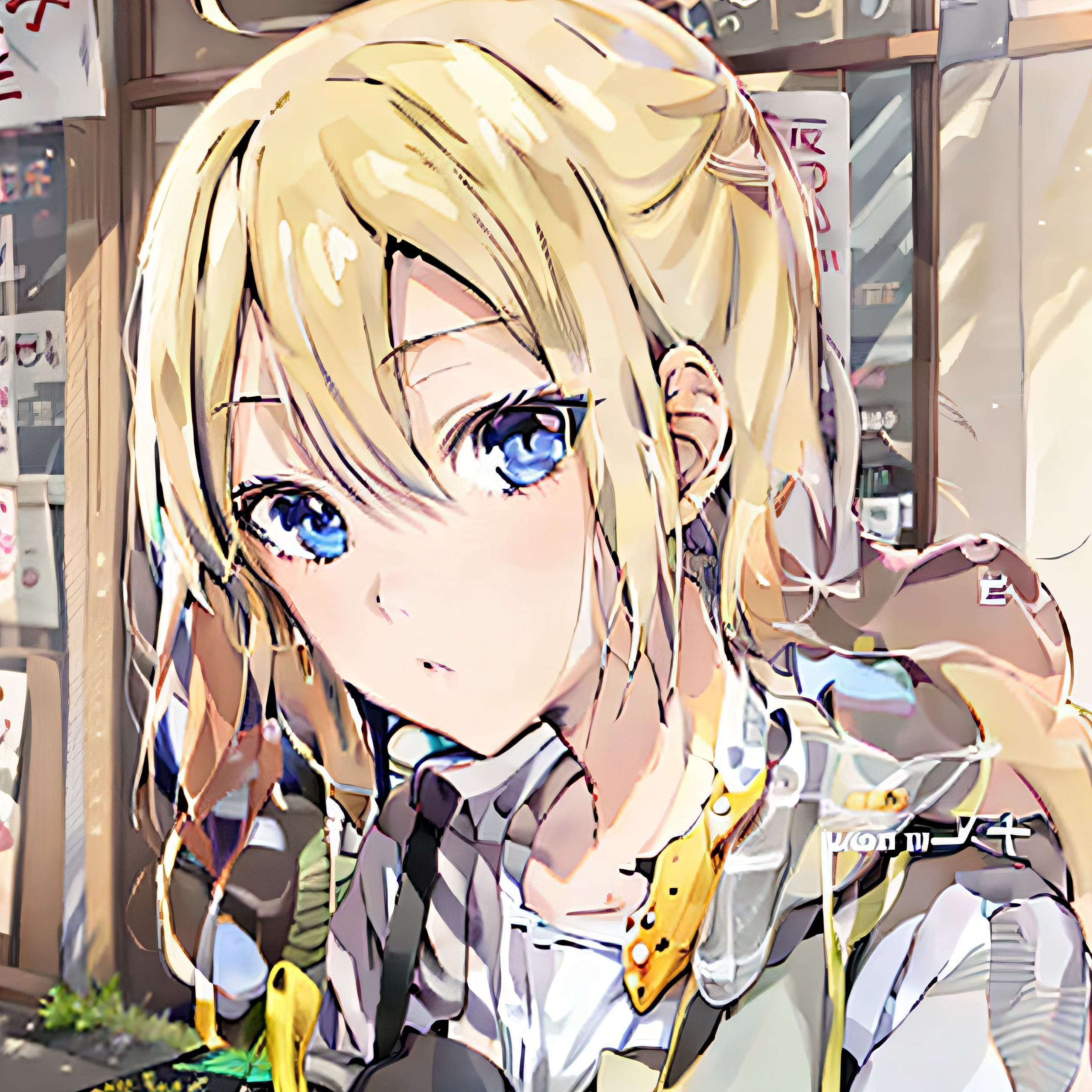 anime image of a woman with long blonde hair and red eyes, blonde anime girl with long hair, anime visual of a cute girl, sougo okita, as an anime character, anime best girl, anime girl named lucy, female anime character, rei hiroe, shikamimi, anime portrait of shiina ringo, An anime girl