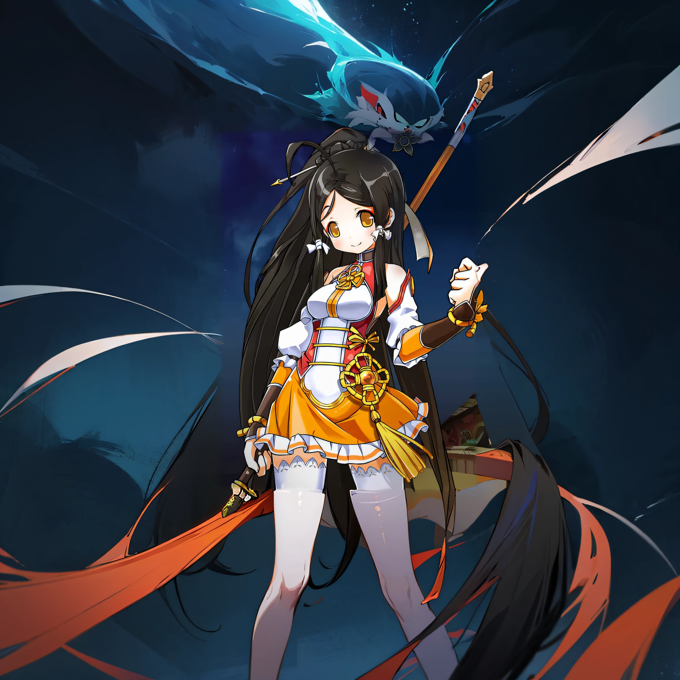 Menina anime com cabelo preto longo segurando uma espada e uma espada, Personagem de videogame Katana Zero, Ehime, Natalie de Epic Battle Fantasy, deusa anime, Retrato de Onmyoji, Impacto de Ayaka Genshin, Do videogame Azur Lane, personagem de anime feminino, Preto - Mago Cabelo, Personagens de Azur Lane, ayaka jogo genshin impact, Personagem JRPG