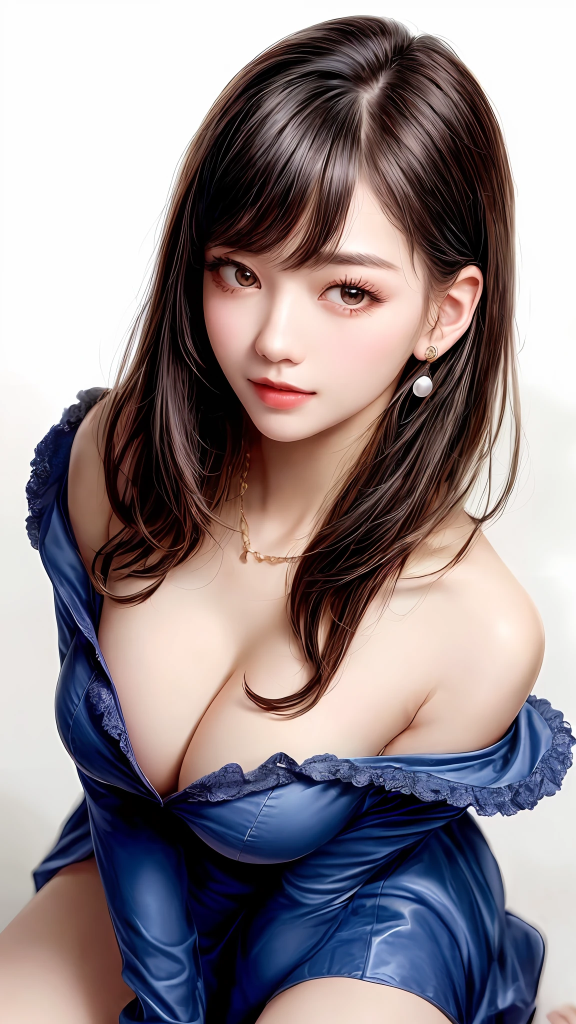 Pee(incontinence:1.47)、Fashion trendy beautiful and charming woman、Gentle and attractive Chinese beautiful woman、Korean(KPOP Idol)、Delicate and sexy collarbone、charming oval face、Double eyelidd、smart[peach]blossom eyes、Pink lips、small nose、bare shoulder、Focus on the face、[[close up of face shot]、ultra-highdetail、super-detail、White off-shoulder lace shirt、((White lace panties)、Fresh and impressive、 natural(up large:1.25)、(kneeling on the ground)、(legs wide open)、(spread leg)、(From a low angle)、(Upright 1.5)、(shinny skin:1.4)、(Low angle))、Perfect figure、areolas、chest cleavage、armpit crease、(Urine on the floor))、(NSFW:1.05)、(((Showpiece、maximum quality、High Accuracy))、1 girl、(giant boobs、pfotorealistic:1.4)、(((Slightly above the camera、Look up at the camera、looking up away、Look up at the camera、 Staring at the camera)))、solo、、White background、Snow White background、Keep your mouth shut、happy smiling、pretty black hair、ple short hair、big eye、pronounced double eyelids、eyelash、Ears out、long neck、long neck、Absolute Area、((close up of face shot、short hair with bangs))、19-year-old、Attractive proportions、shinny skin、Clean collarbone、Golden Ratio Face、flawless face、Teardrop mole、 mole on breast、Bangs、Clean bangs、Beautiful bangs、lipgloss、thin lips、White Skin Skin、I took off my clothes、big chest、Small face、Staring at the camera slightly upwards、((Smiling at the camera、Happy smile、Immaculate white background with nothing really、Immaculate white background with nothing really、Really pure white blank background、Very big big big、big chest))、(((uniformed、shirts、Staring at the camera、stare at viewer)))、(((F Cup Breasts、short clean hair)))