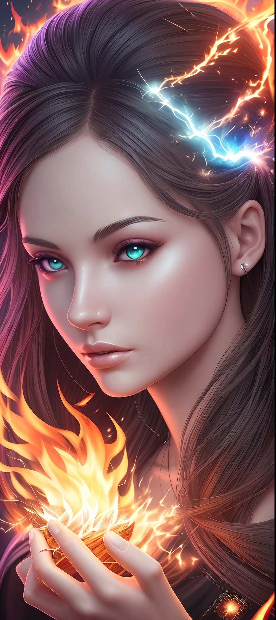 A close-up of a woman with a spark on her head, she has fire powers, Deviantart ArtStation CGSCOSIETY, Realistic digital art 4 K, Realistic digital art 4K, epic fantasy digital art style, beautiful digital artwork, stunning digital illustration, digital fantasy art ), fantasy art behance, 4K detailed digital art, digital art fantasy art,a close up of a woman with a fire on her head, she has fire powers, Deviantart ArtStation CGSCOSIETY, Realistic digital art 4 K, Realistic digital art 4K, epic fantasy digital art style, beautiful digital artwork, stunning digital illustration, digital fantasy art ), fantasy art behance, 4K detailed digital art, digital art fantasy art