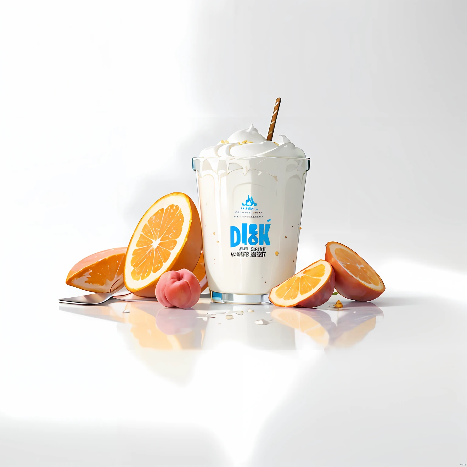 Yogurt packaging design poster,Yogurt bottle,A bottled yogurt is at the front of the frame(The front and back are staggered and orderly),White peach flavored yogurt,The packaging background is simple and generous,High-end atmosphere on grade,Composition golden ratio,The composition is rigorous,The main color is white,Far view composition,Emily Duke packaging design style,hyper detailed,8K --auto