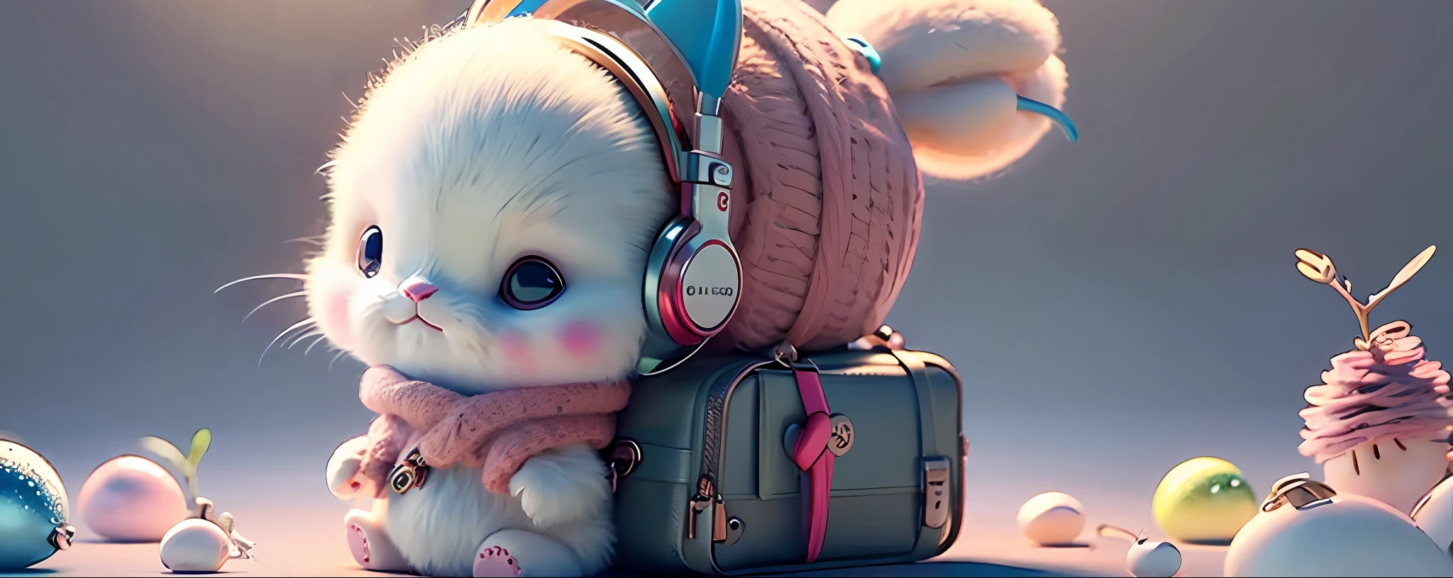 coelho usando headphone