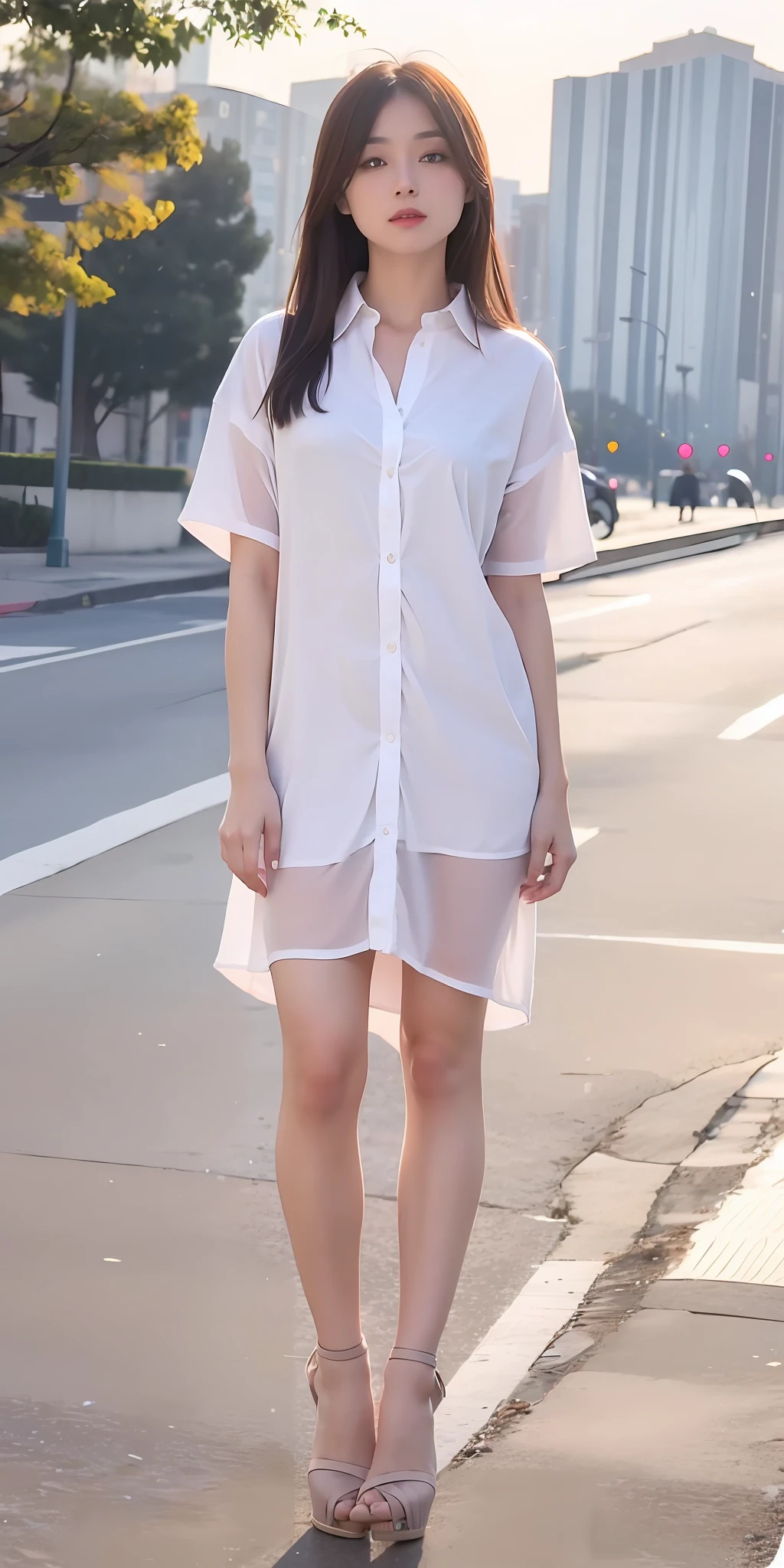 mix4, 20d, solo, long_hair, shirt, dress, high_heels,full_body, look_at_viewer, (8k, RAW photo, best quality, masterpiece:1.2), (realistic, photo-realistic:1.37), professional lighting, photon mapping, radiosity, physically-based rendering,