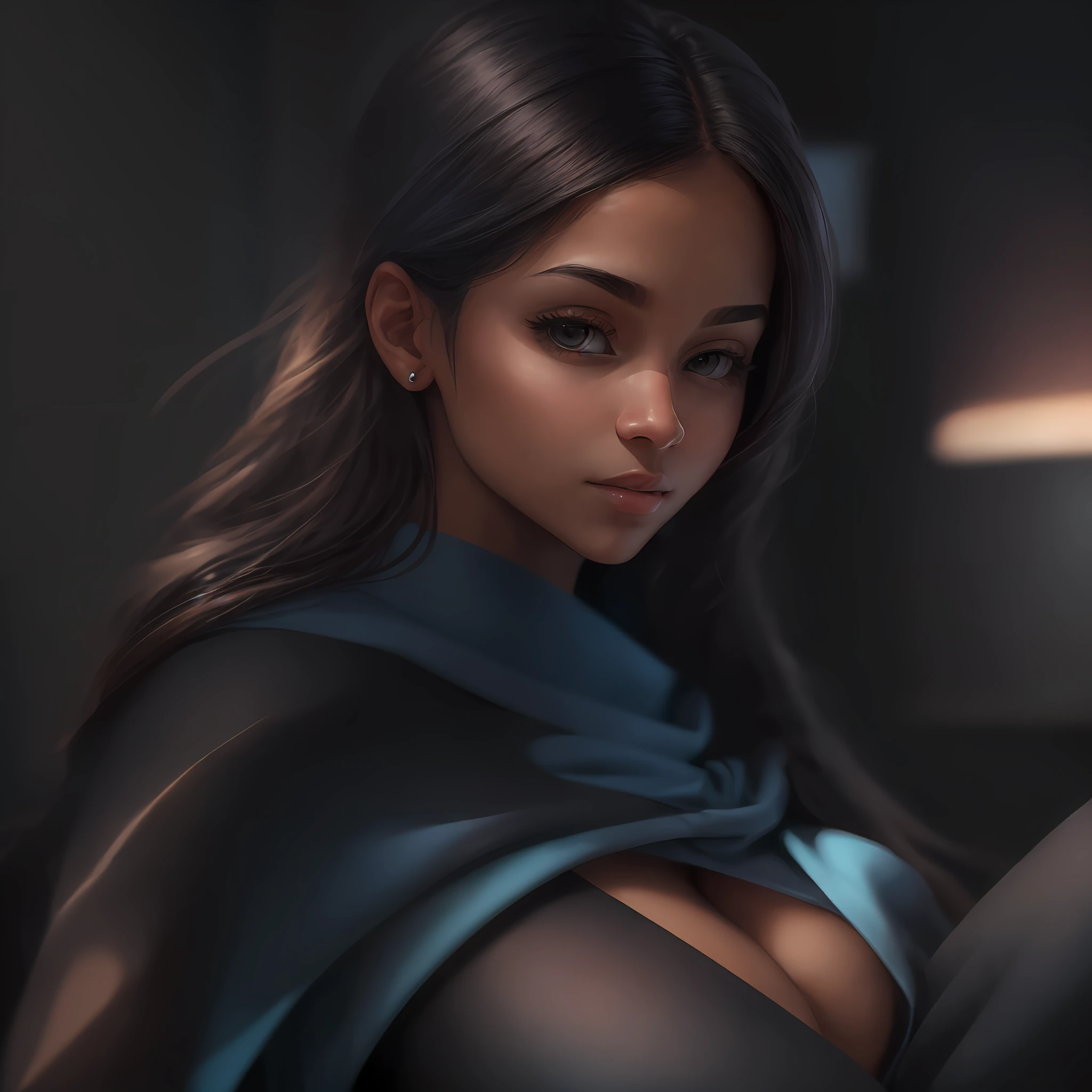 a beatiful girl , 8k, higth definition, ultra realistic, woman, futere, fat body, Black skin, office, notbook --auto --s2