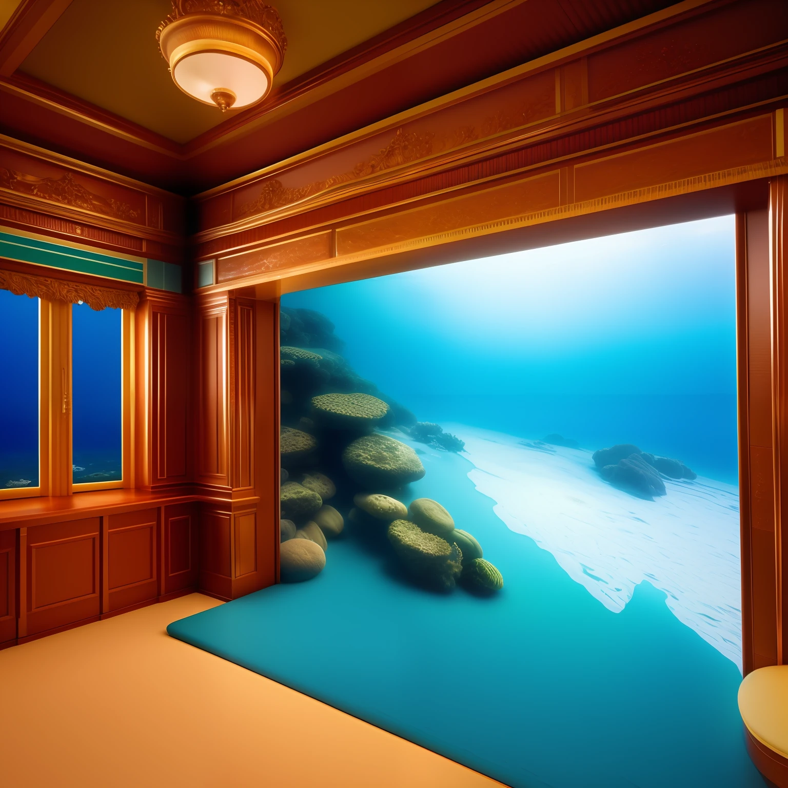 photorealistic picture of  room   sea,  digital, asymmetrical