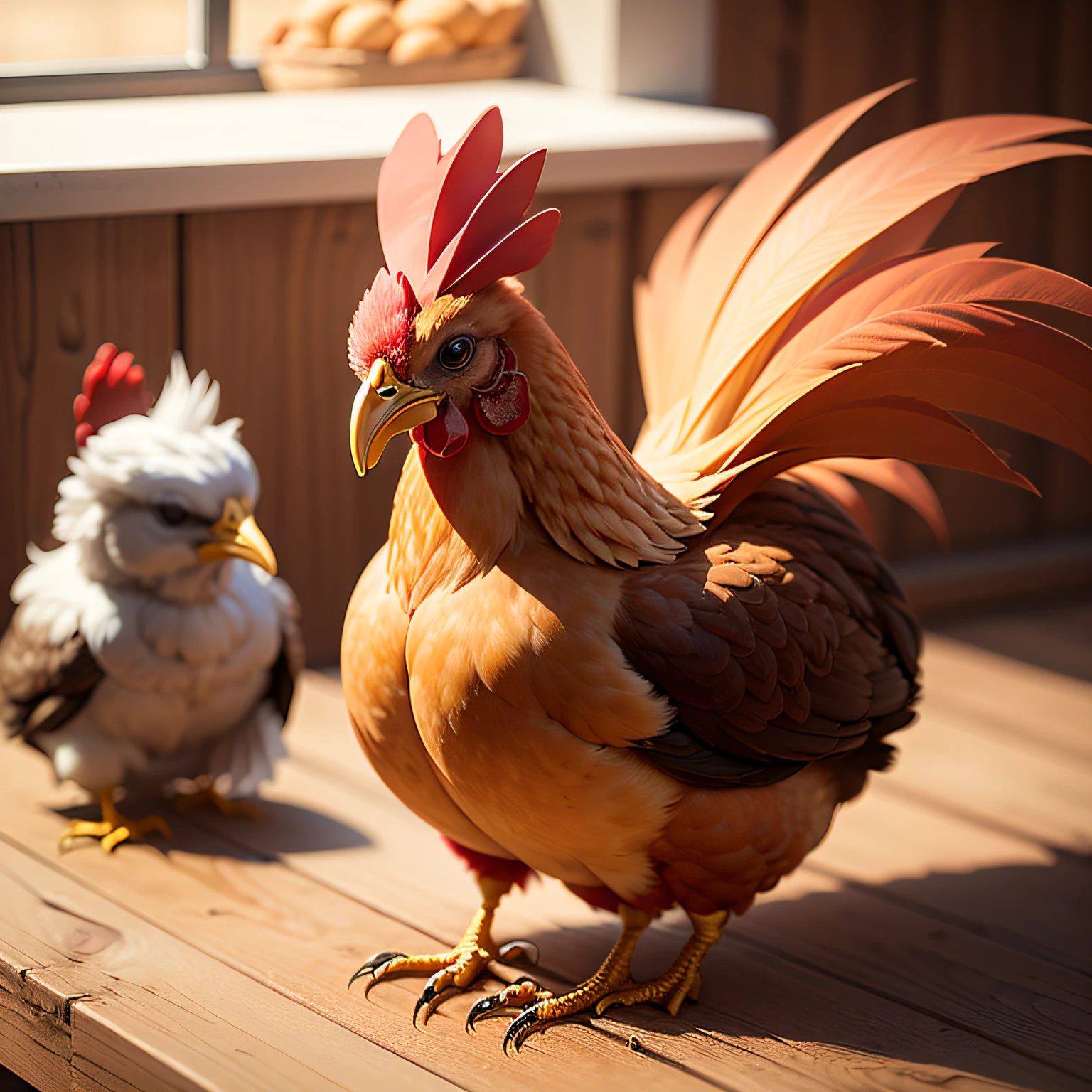 "If you could raise a chicken mascot for our animal protein company, como seria? Think of a chicken that delights both children and adults, delicate and very charismatic! --auto