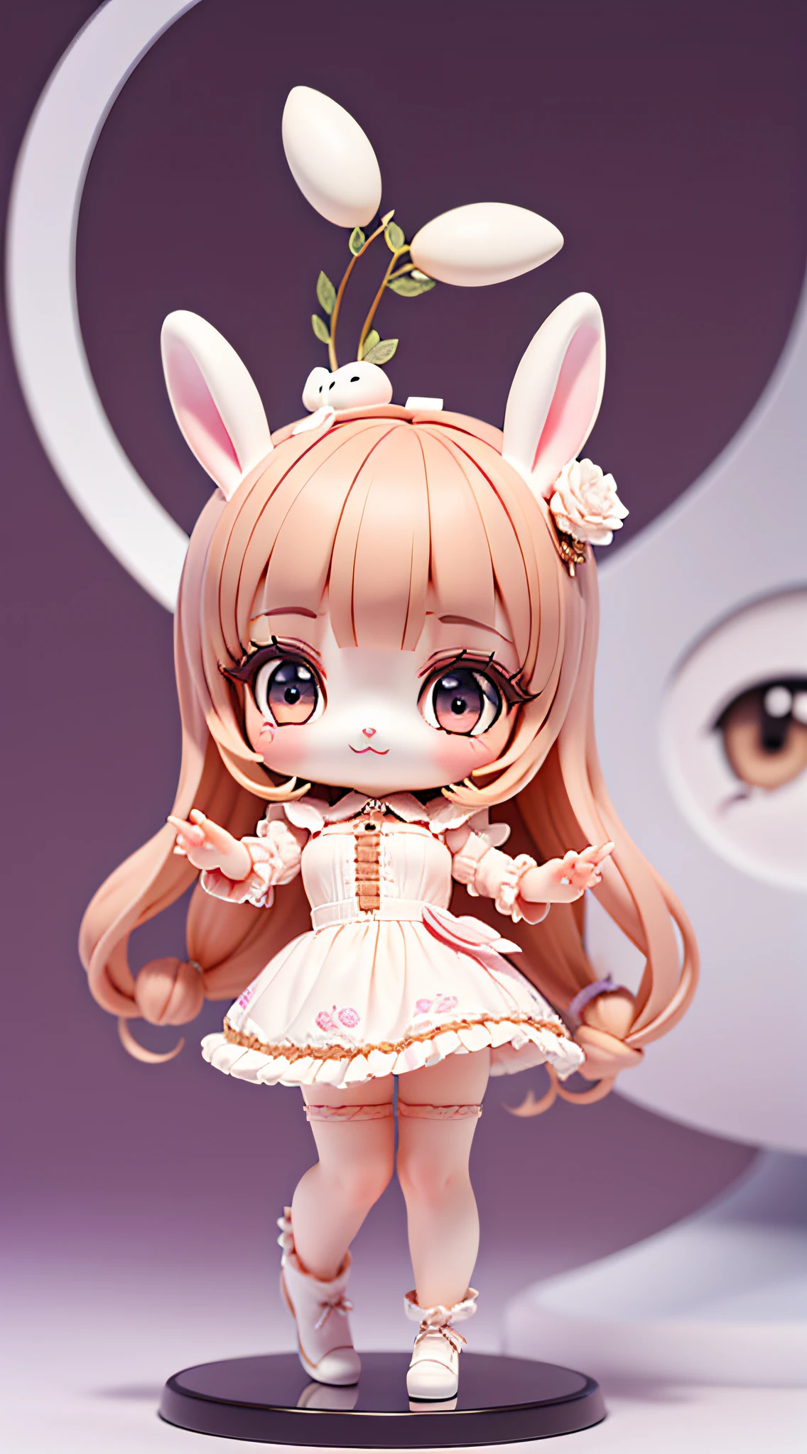 bunny, furry, fluffy, soft ((best quality)), ((masterpiece)), ( extreme detailed, highest detailed, official art, beautiful and aesthetic:1.2), depth of field, composition FULL BODY, (CHIBI),, (beautiful and detailed eye:1.3),(very happy:1)