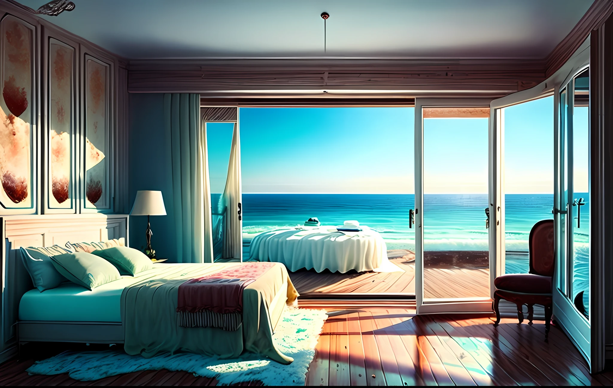 bedroom melting into the ocean